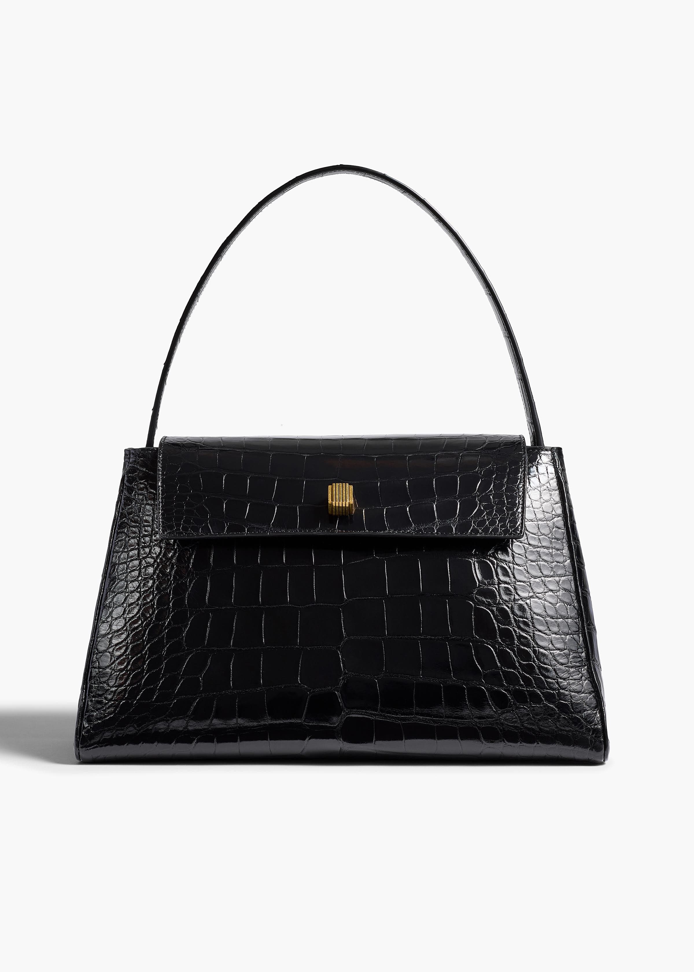Audrey Top Handle Bag in Black Alligator