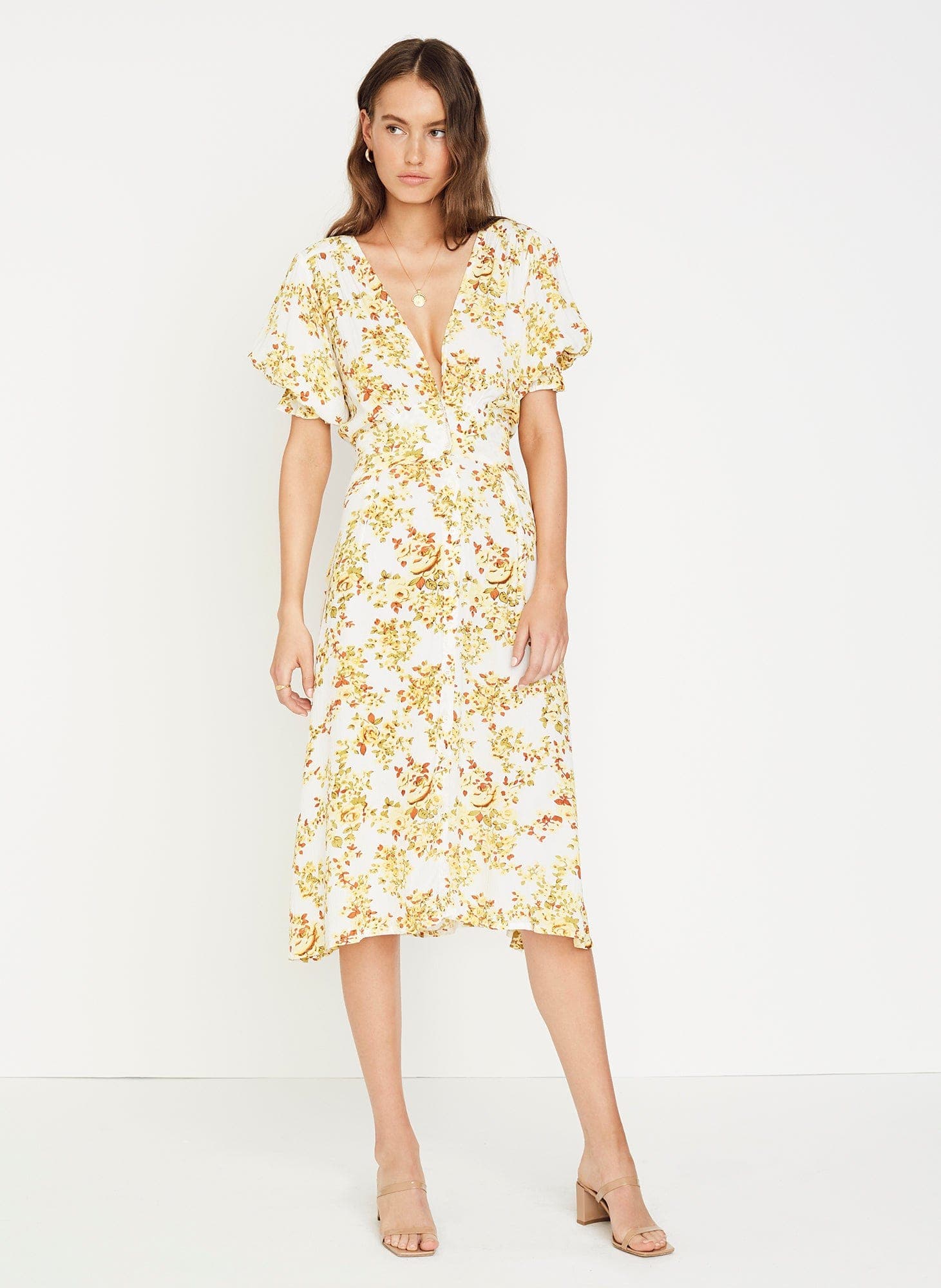 Goldie Floral Off White Rafa Midi Dress - Final Sale