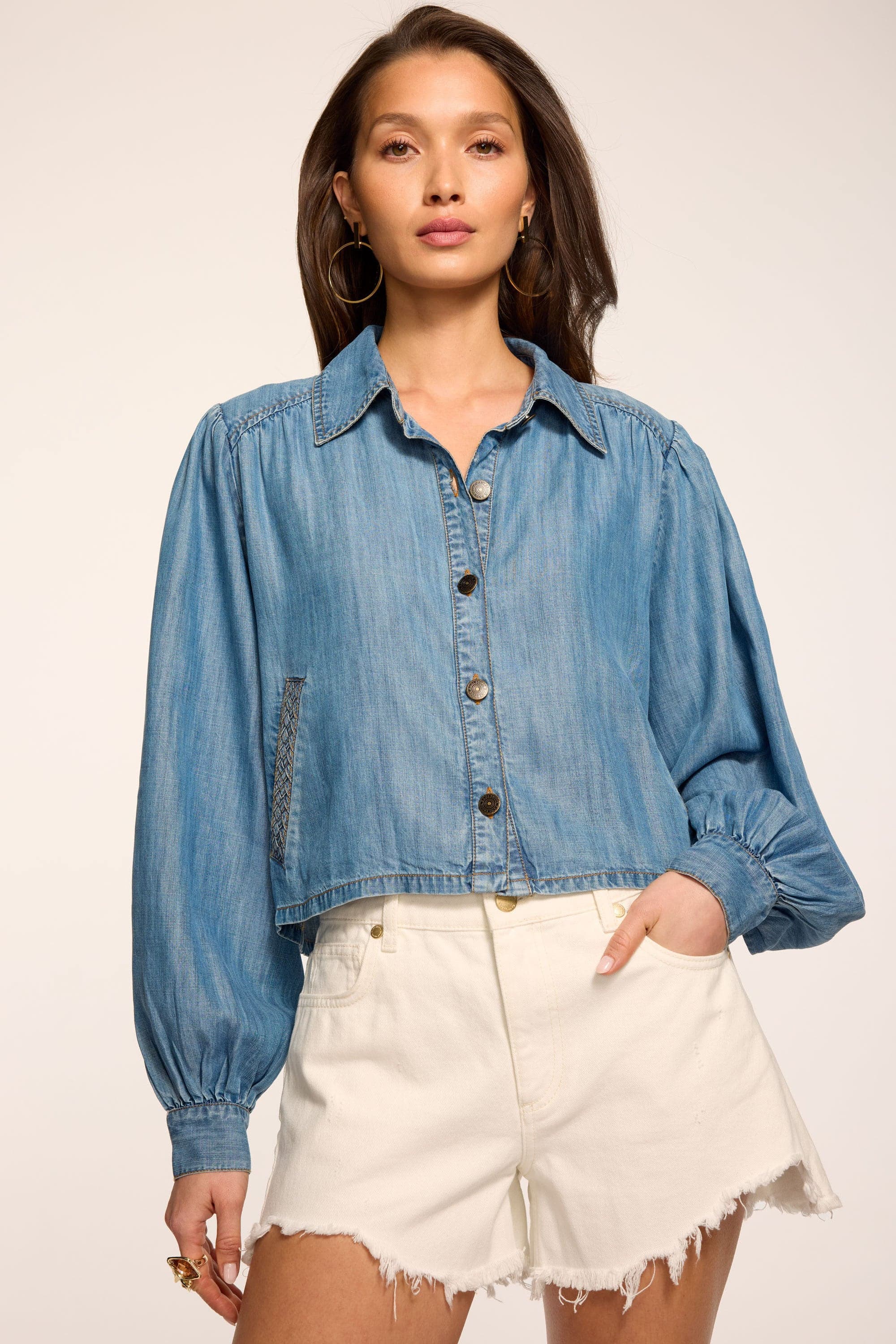 Aisla Chambray Cropped Jacket