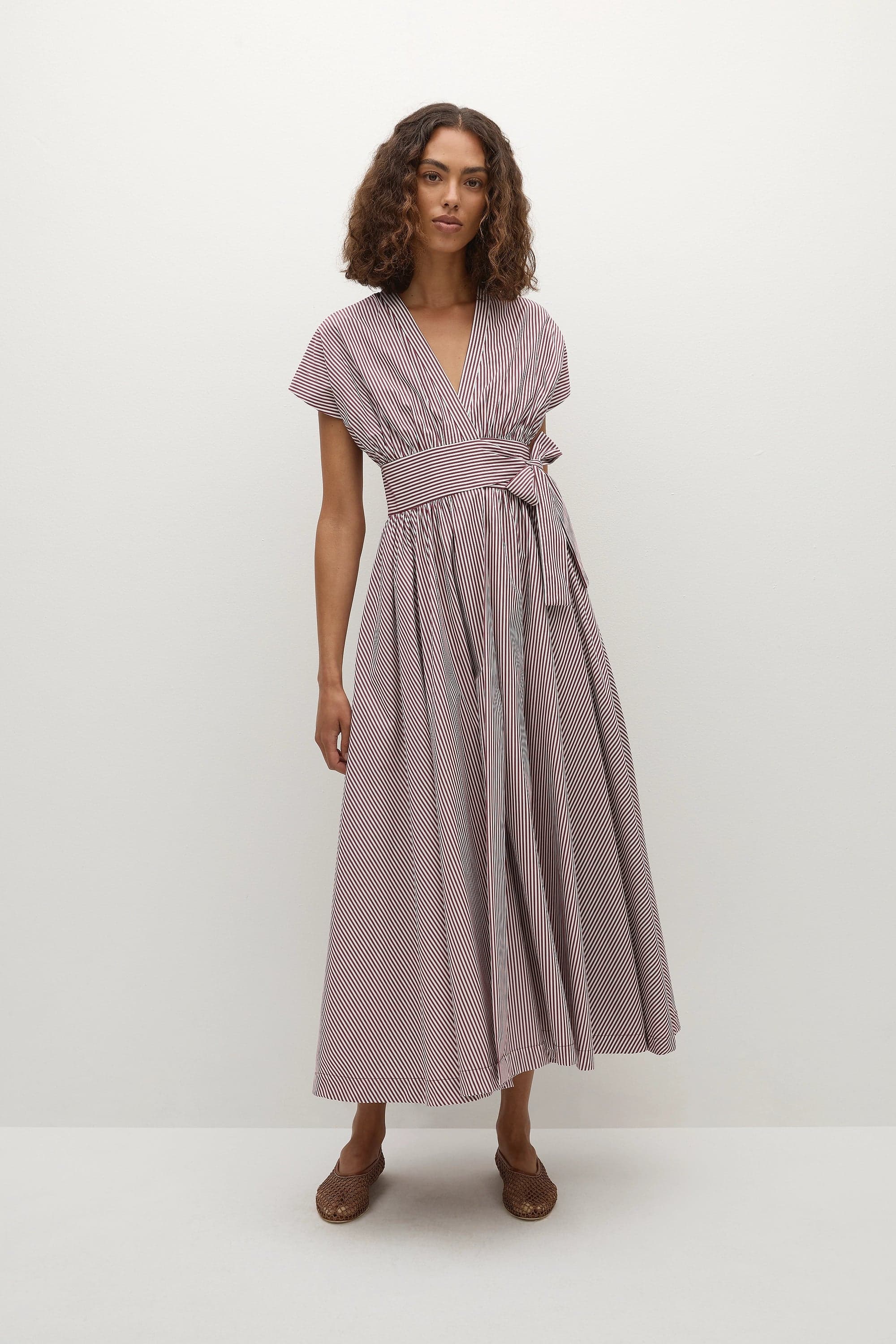 Lova Midi Dress Maia Stripe Burgundy - Final Sale