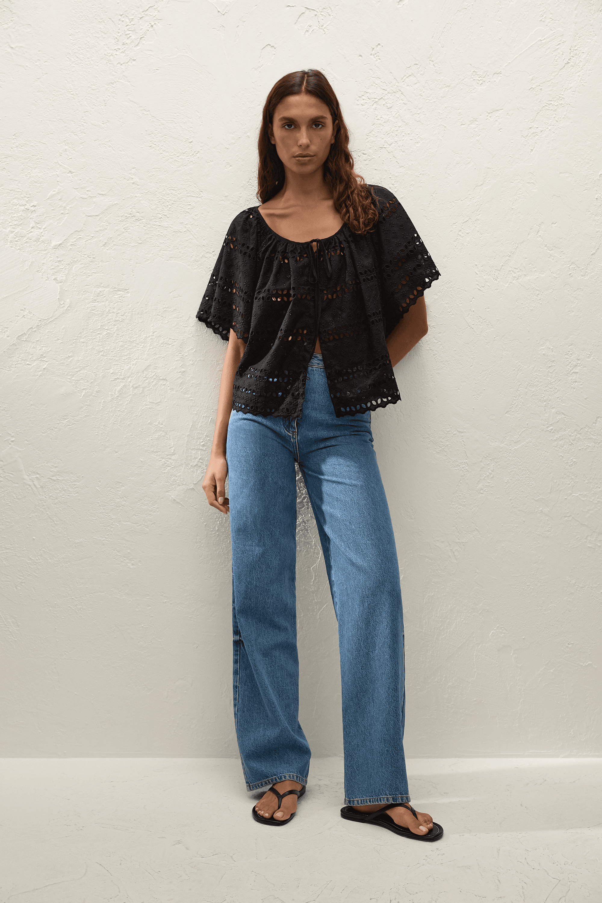 Mitla Top Rosa Broderie Black