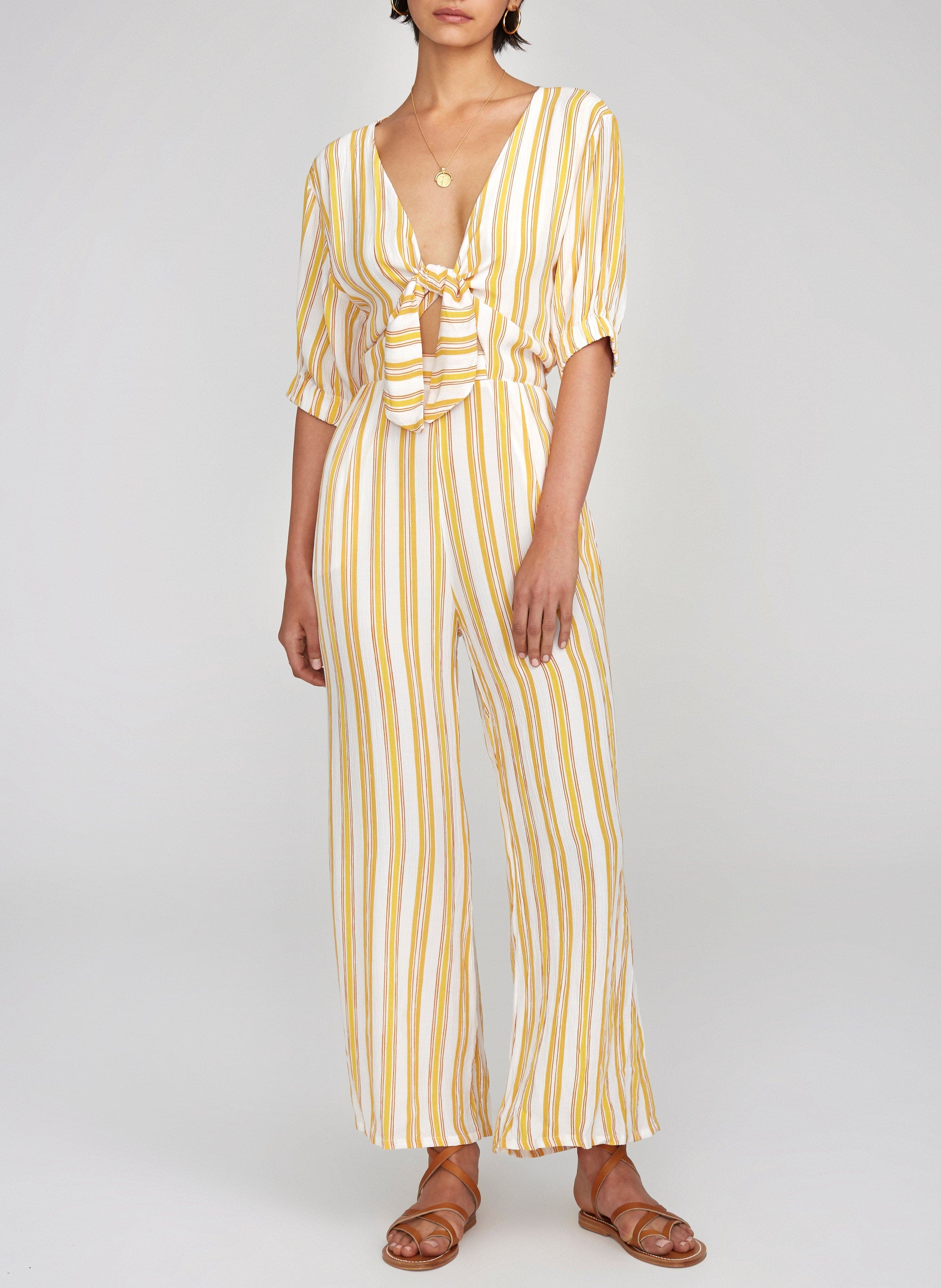 Azure Stripe Print Sun Matese Jumpsuit - Final Sale