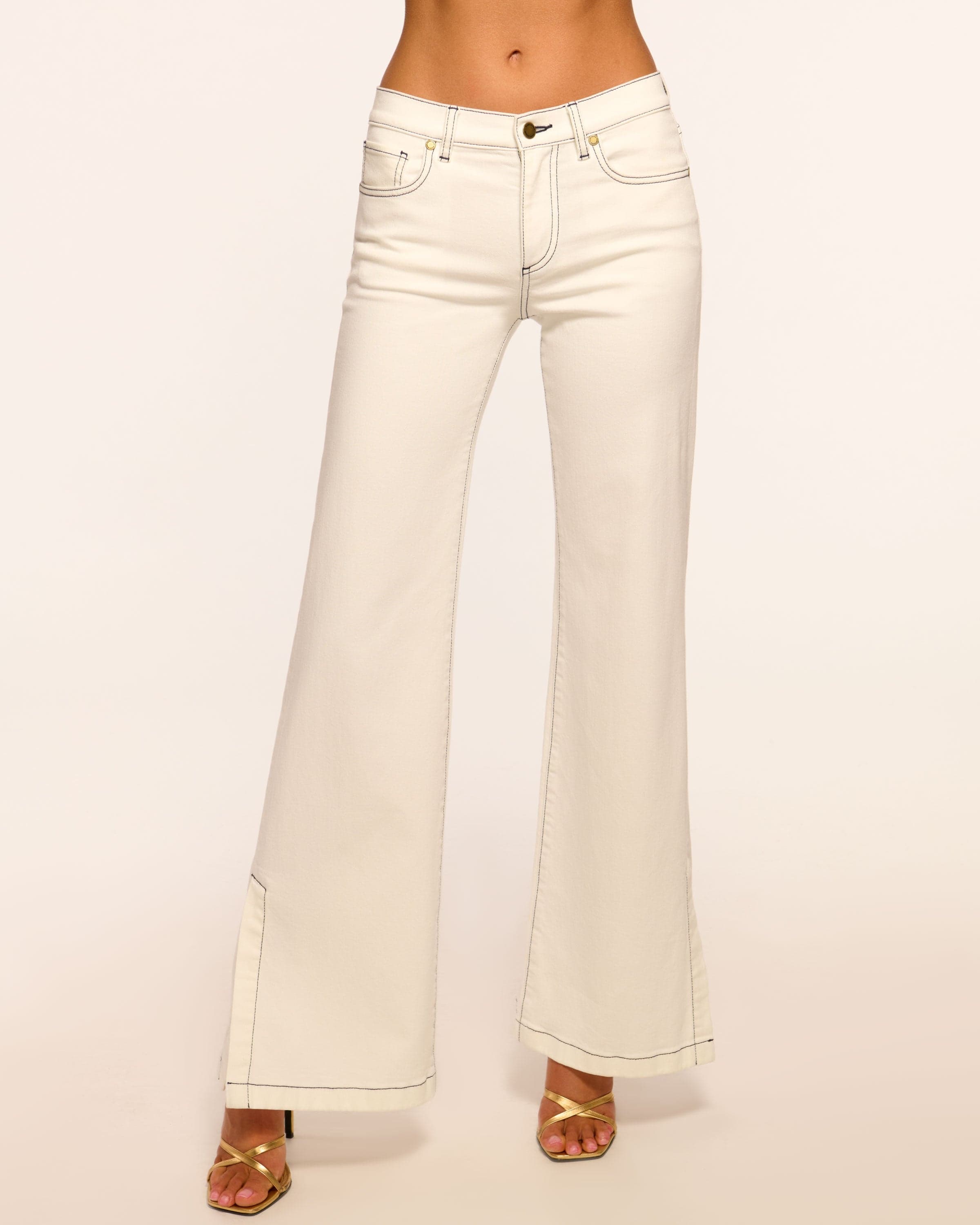 Tyra Contrast Mid-Rise Flare Jean