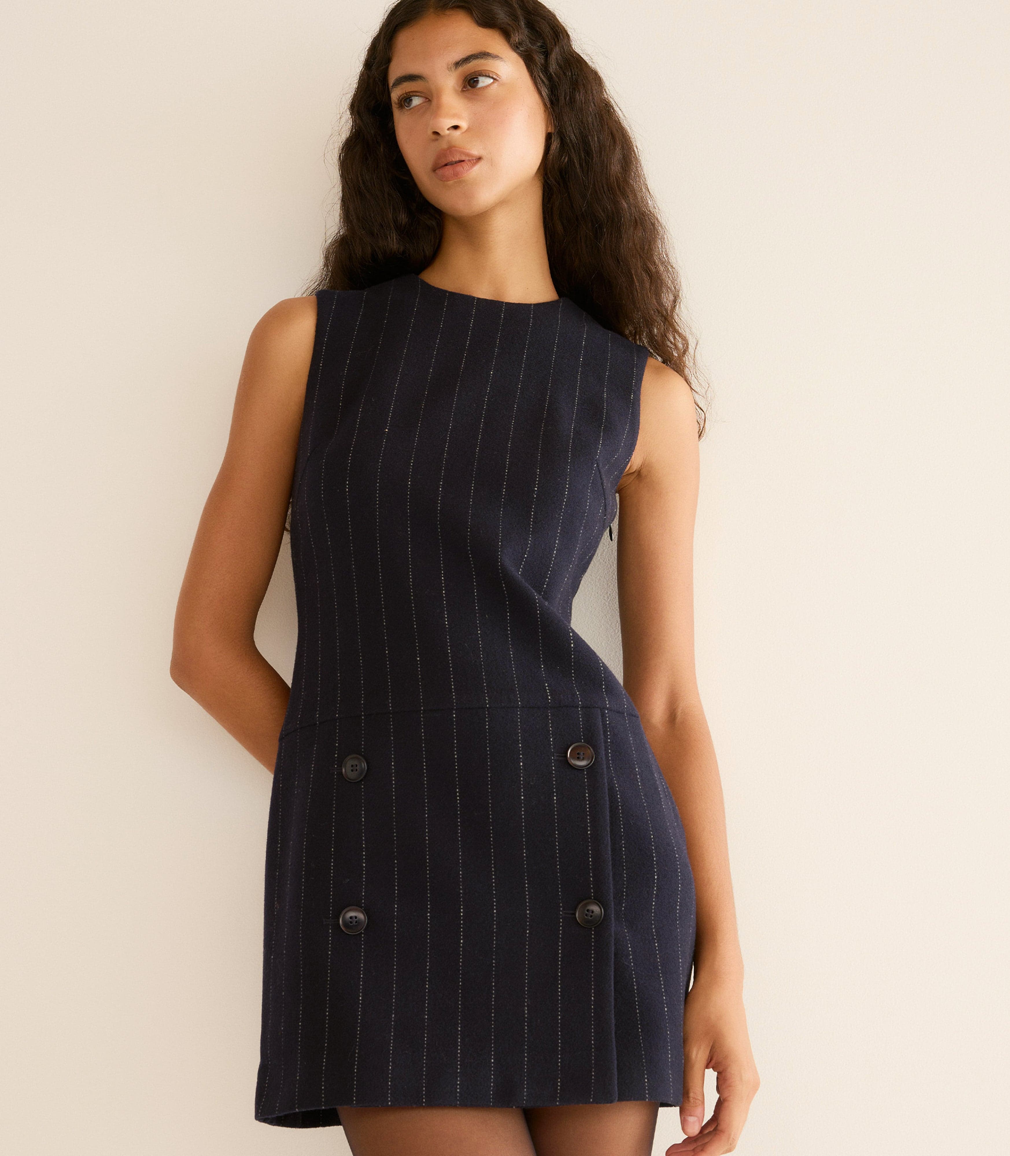 POLLY DRESS -- MARIANNE PINSTRIPE