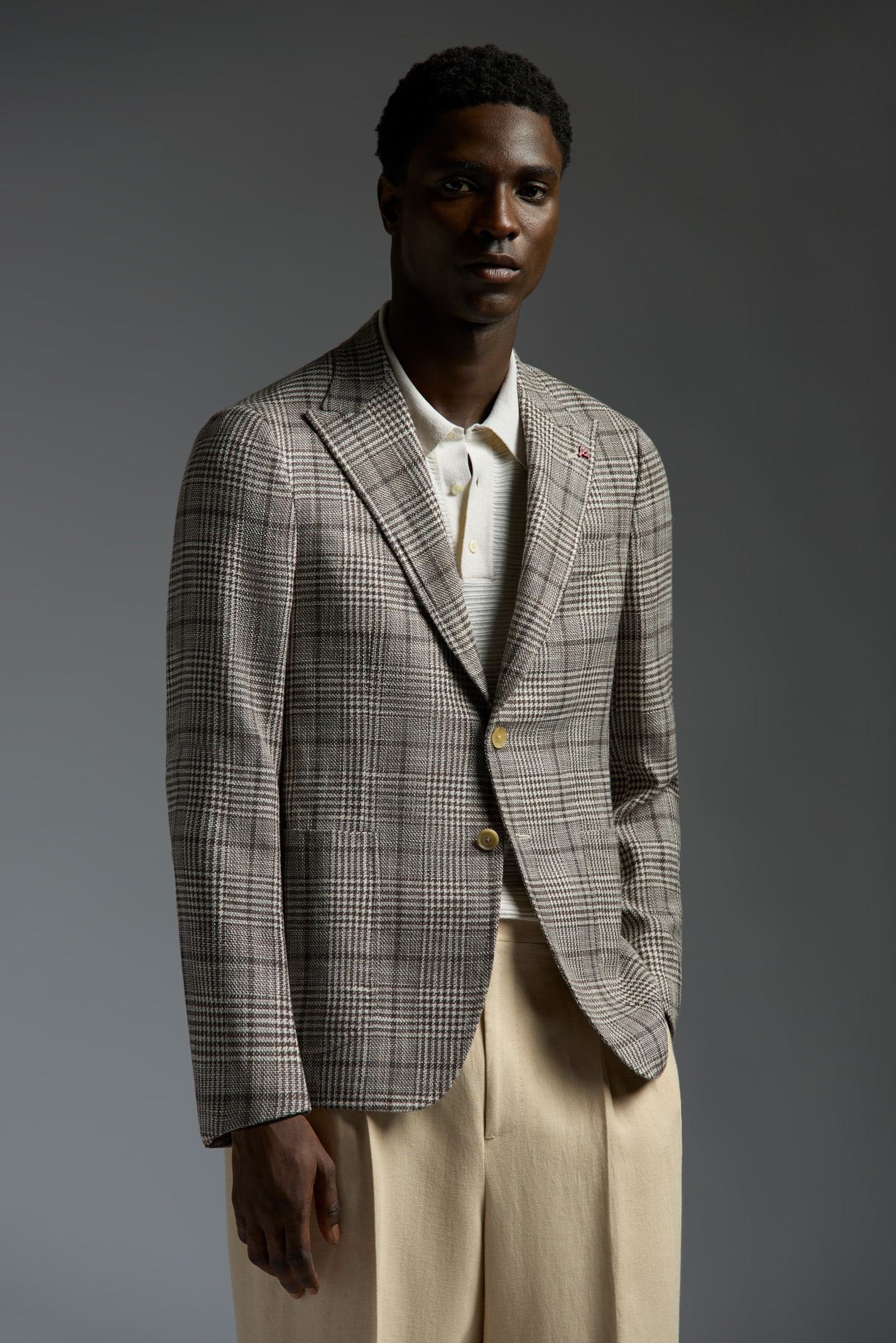 Flamed Wool Cotton Silk and Linen Capri Blazer