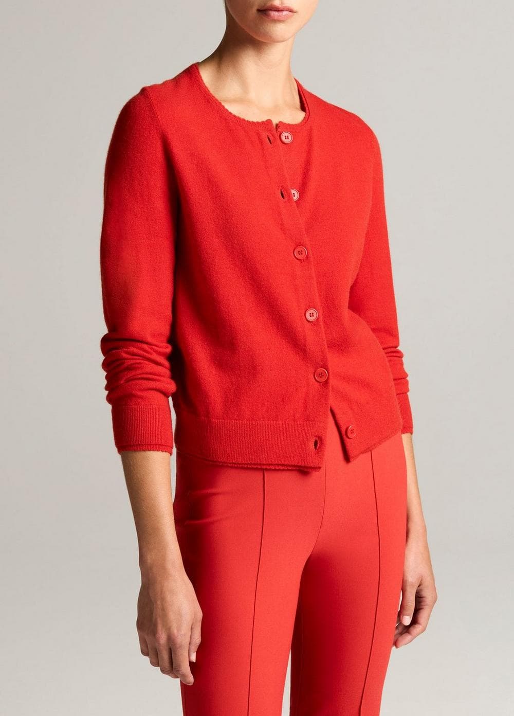 Scallop-Trim Wool & Cashmere-Blend Cardigan
