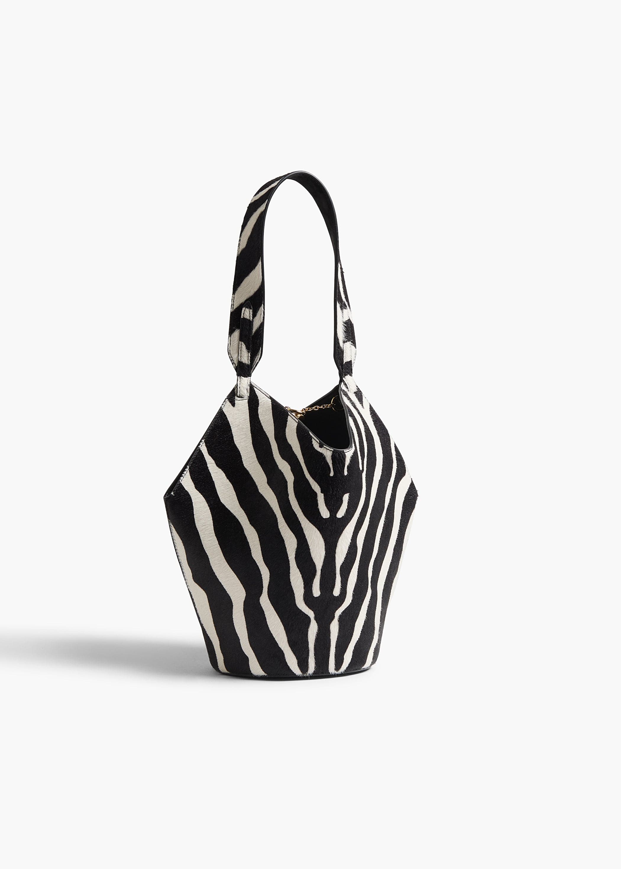 Mini Lotus Tote in Zebra Print Haircalf and Black Suede