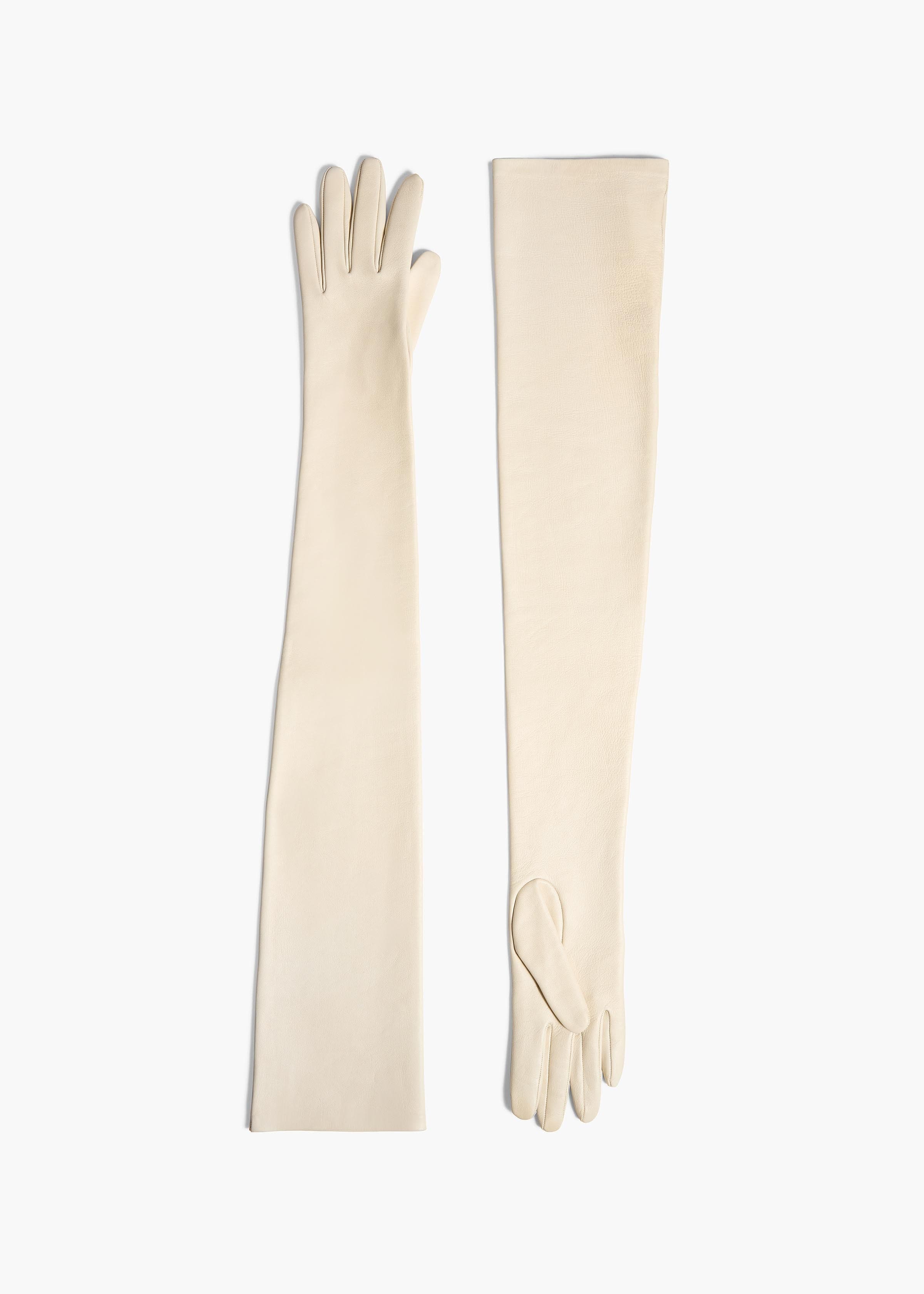 Remo Long Gloves in Cream Leather