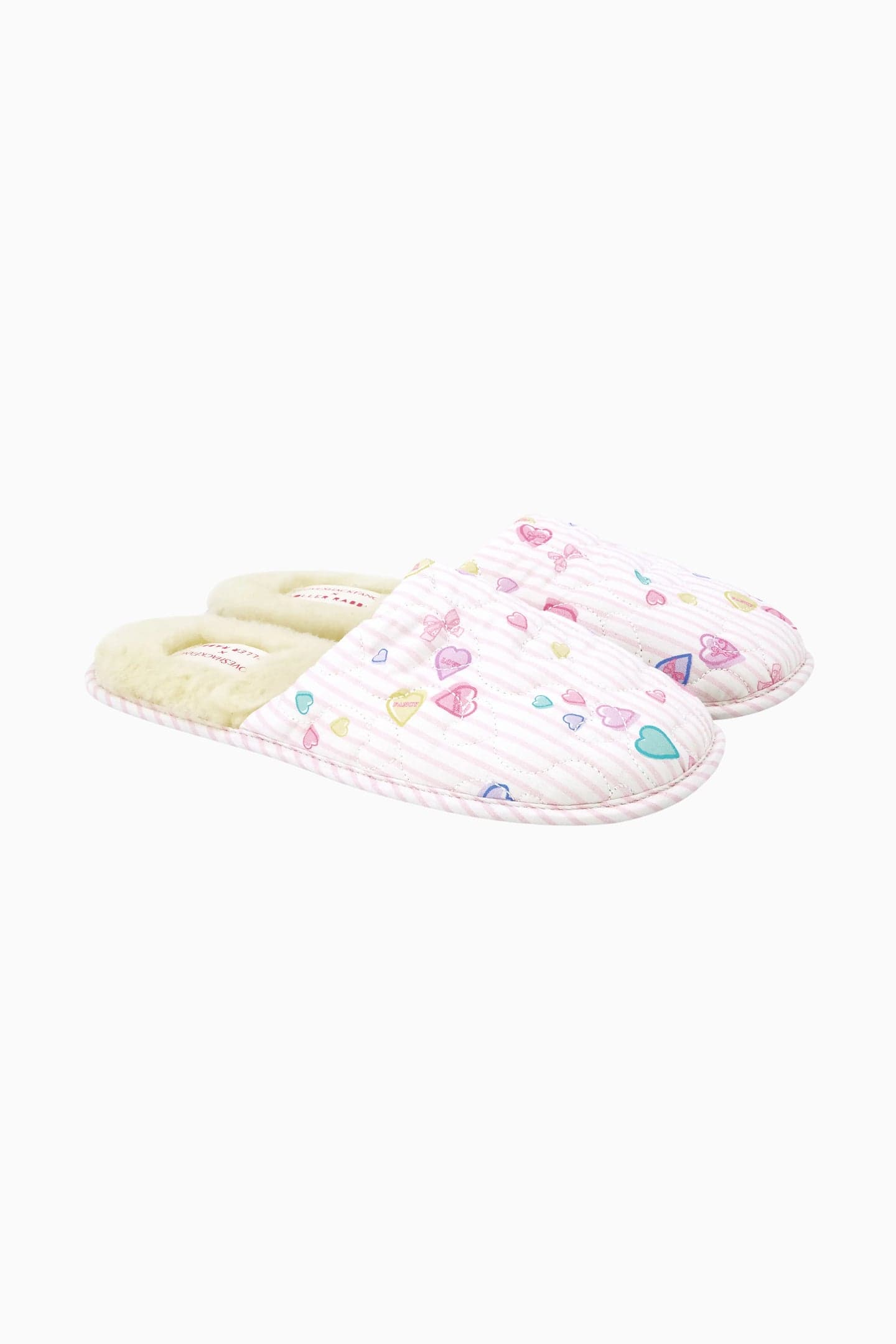 LoveShackFancy x Roller Rabbit Heart Stripe Quilted Slippers