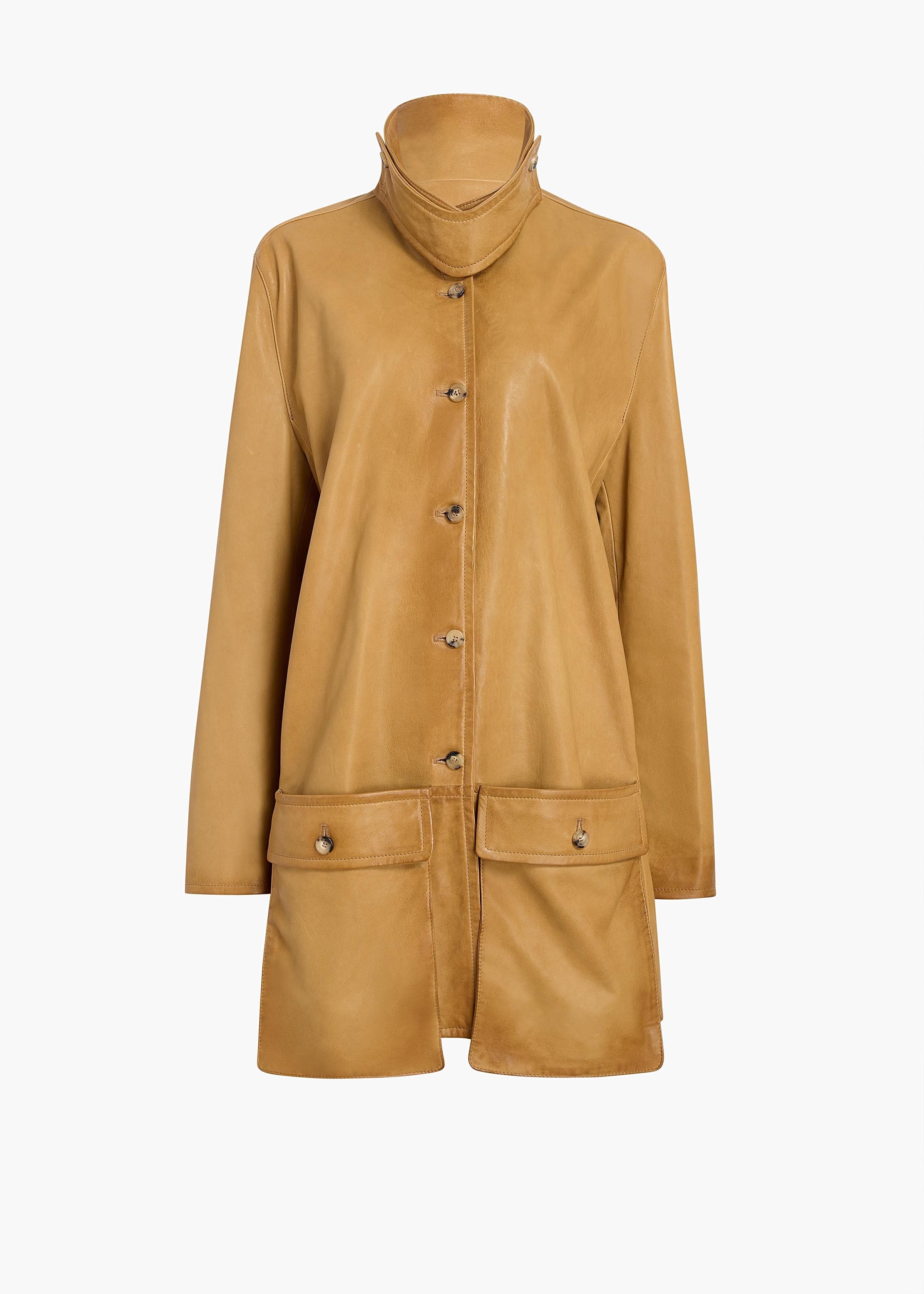 Harmon Coat in Golden Ochre Washed Leather