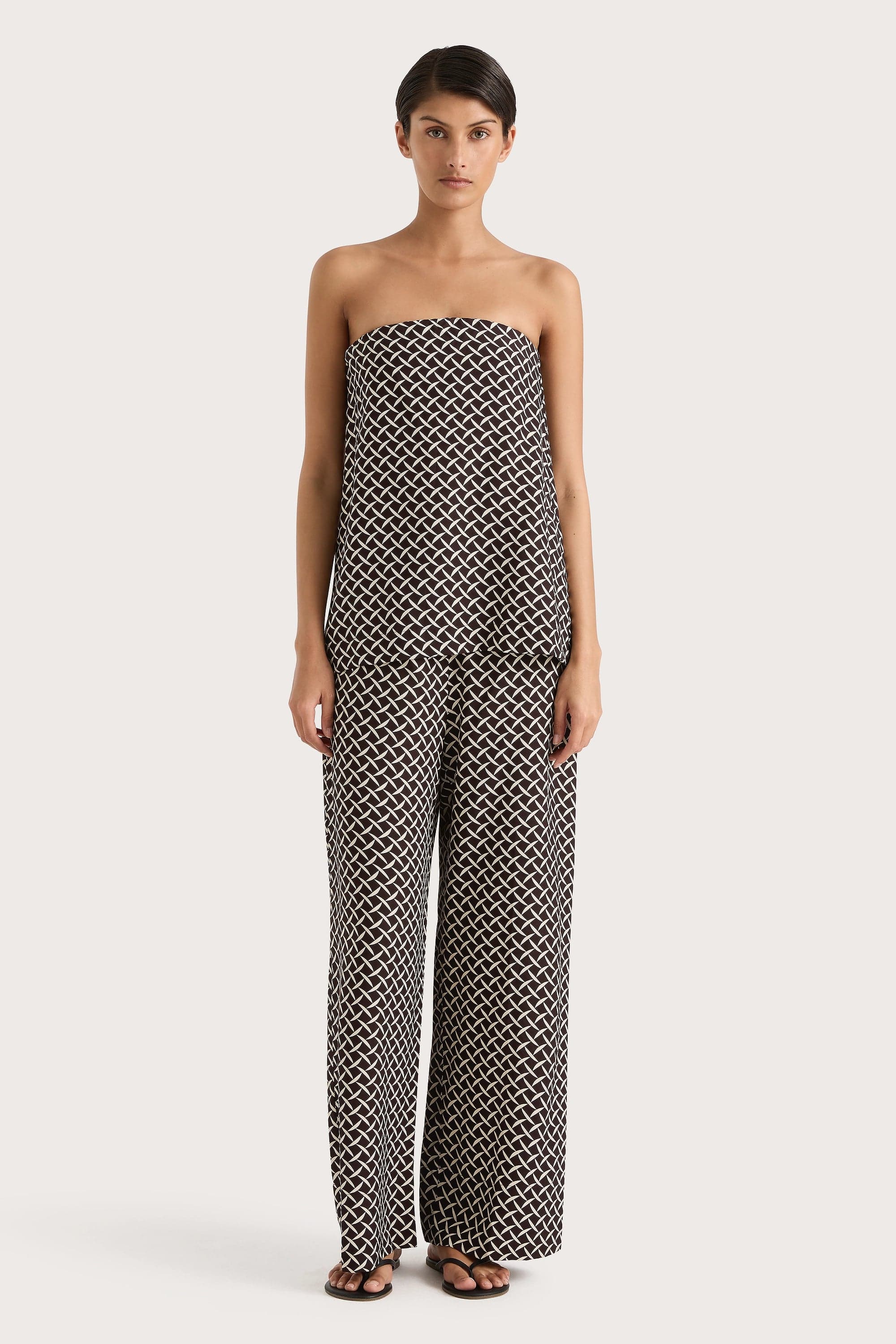 Ninette Strapless Top Espresso Geo - Final Sale