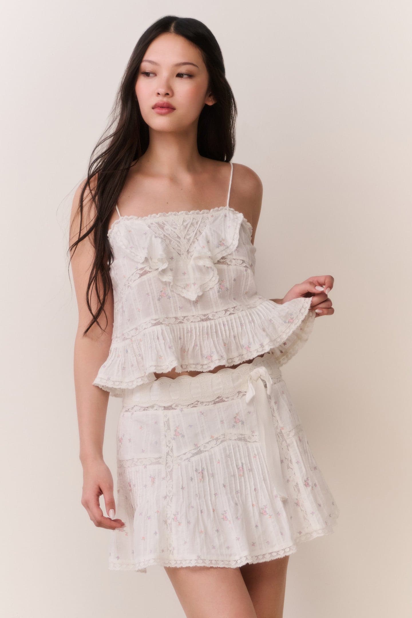 Willia Floral Embroidered Cotton Mini Skirt