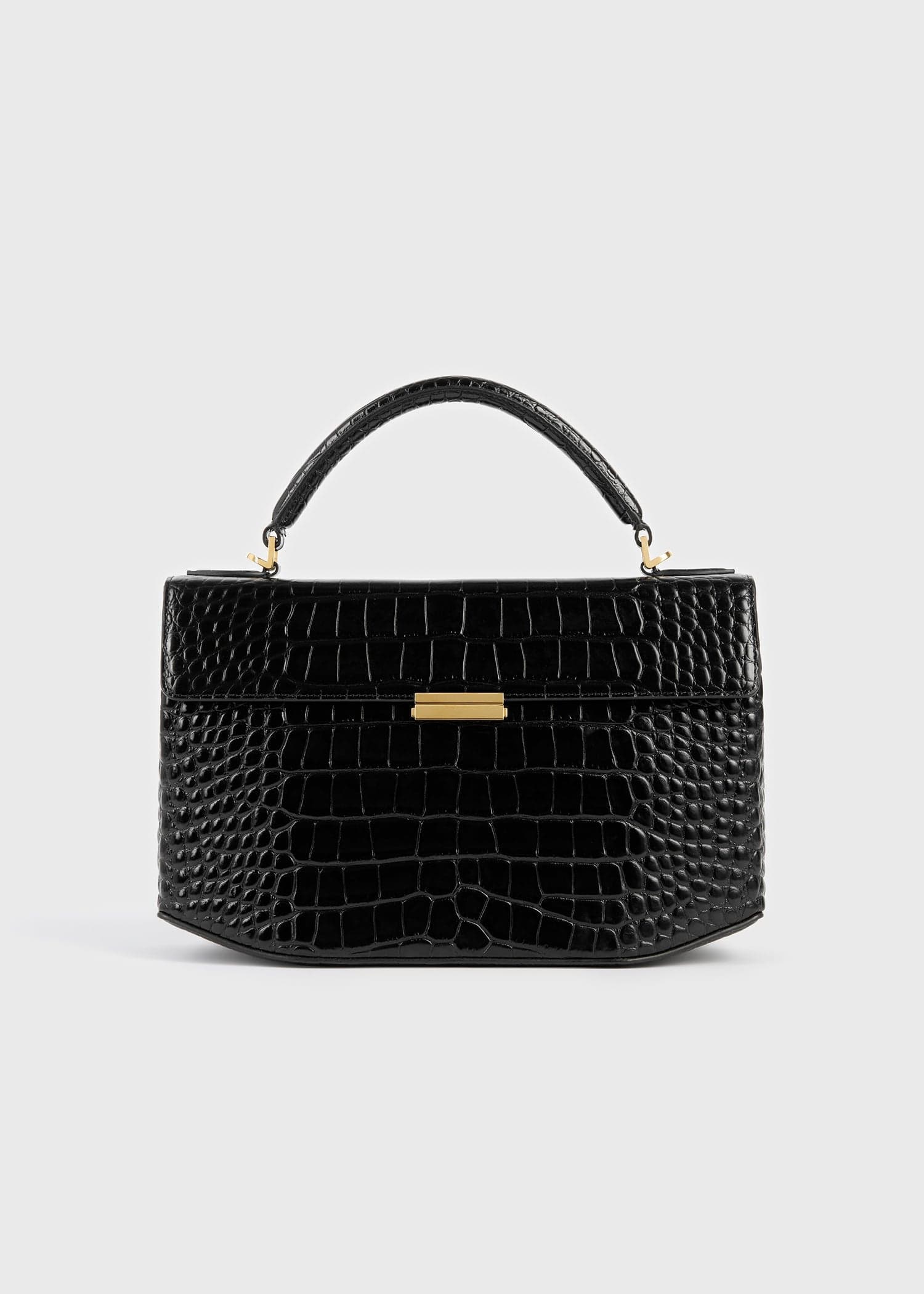 Clip croco-embossed top handle black