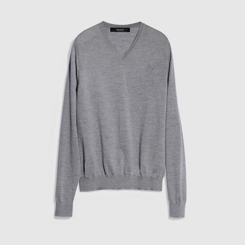 Fine wool sweater with embroidery