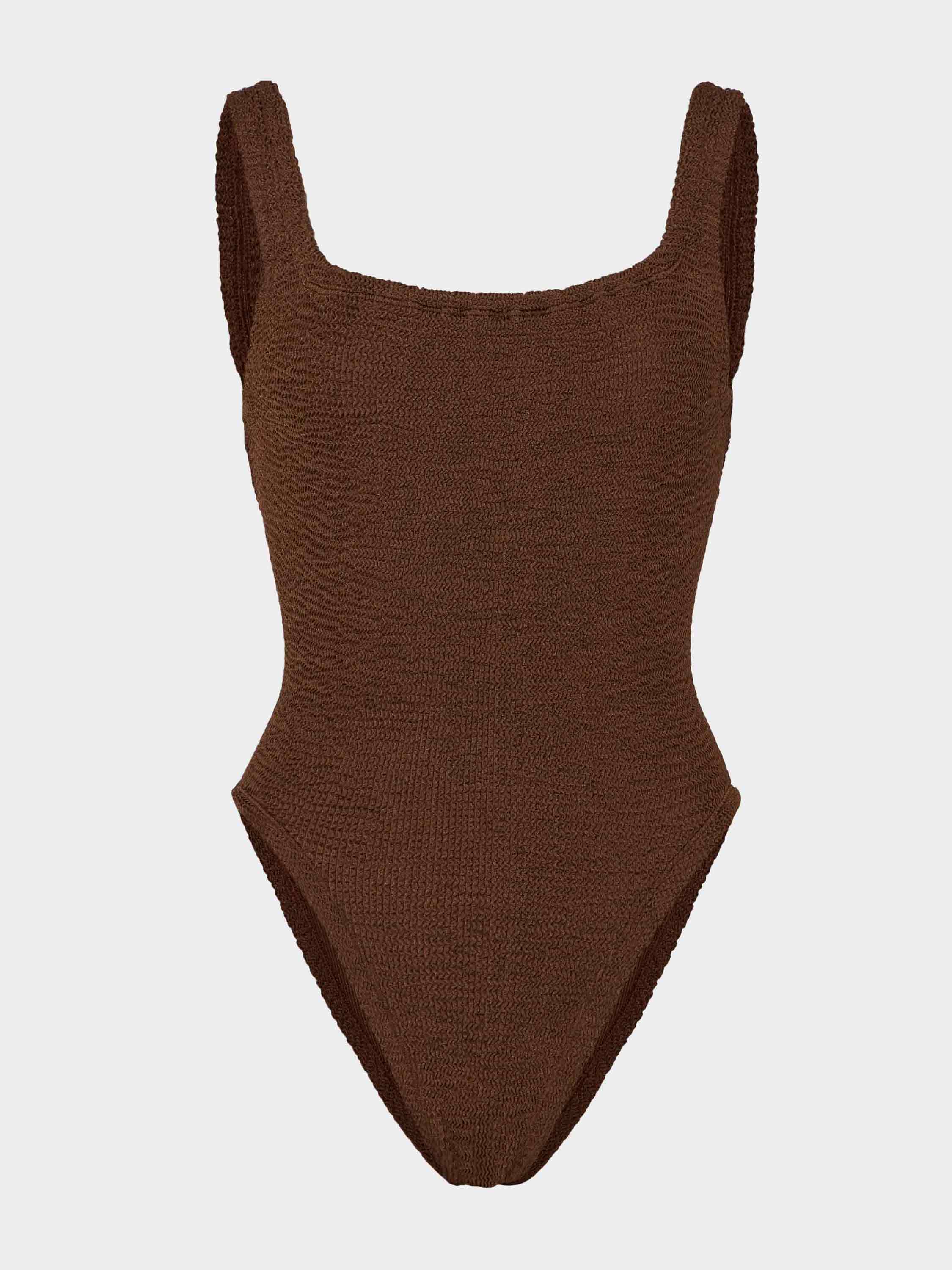 Square Neck Swim - Metallic Chocolate | One Size Swimwear | Hunza G - Metallic Chocolate / One size