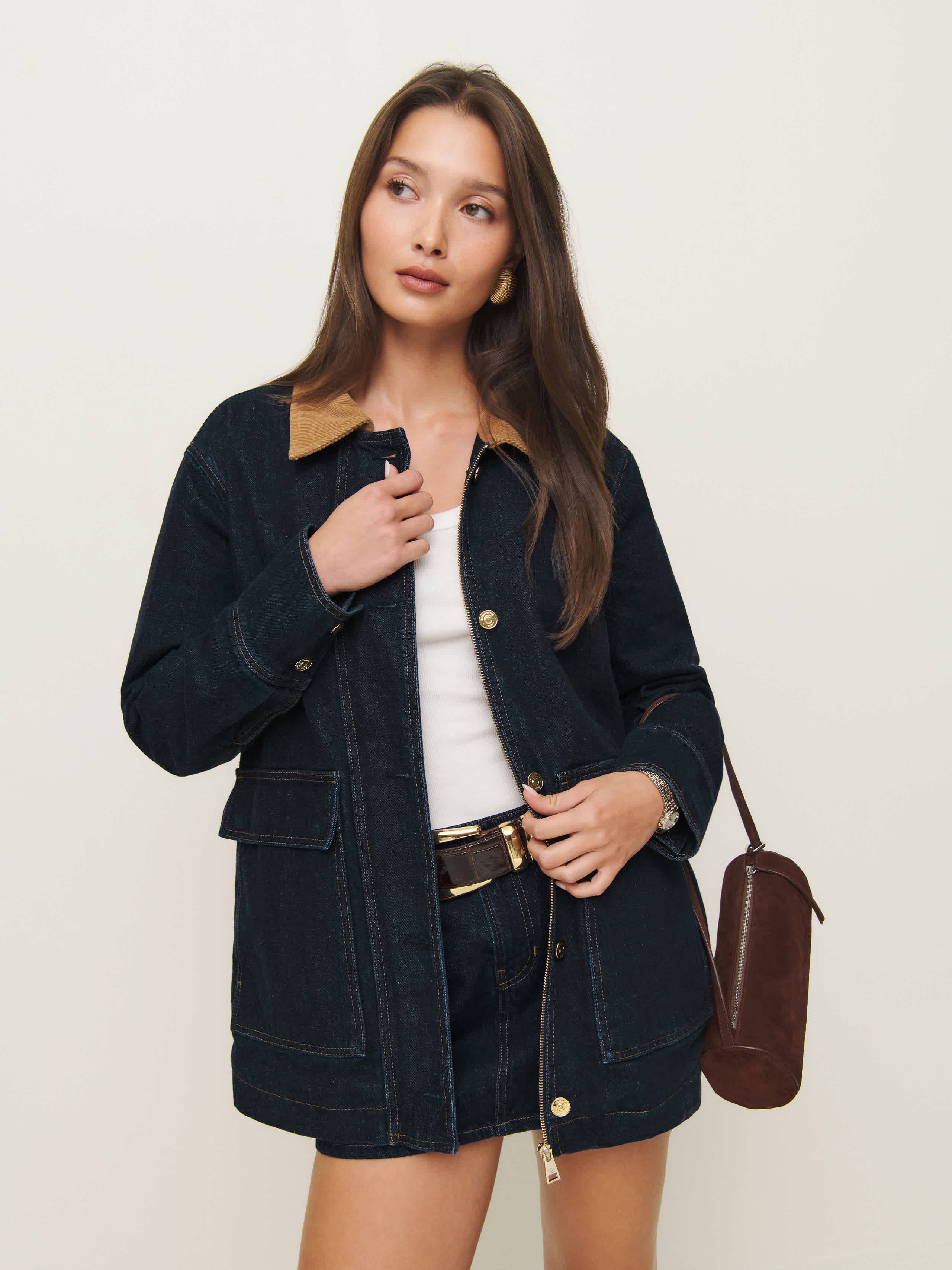 Reformation Archer Denim Jacket Blue Large