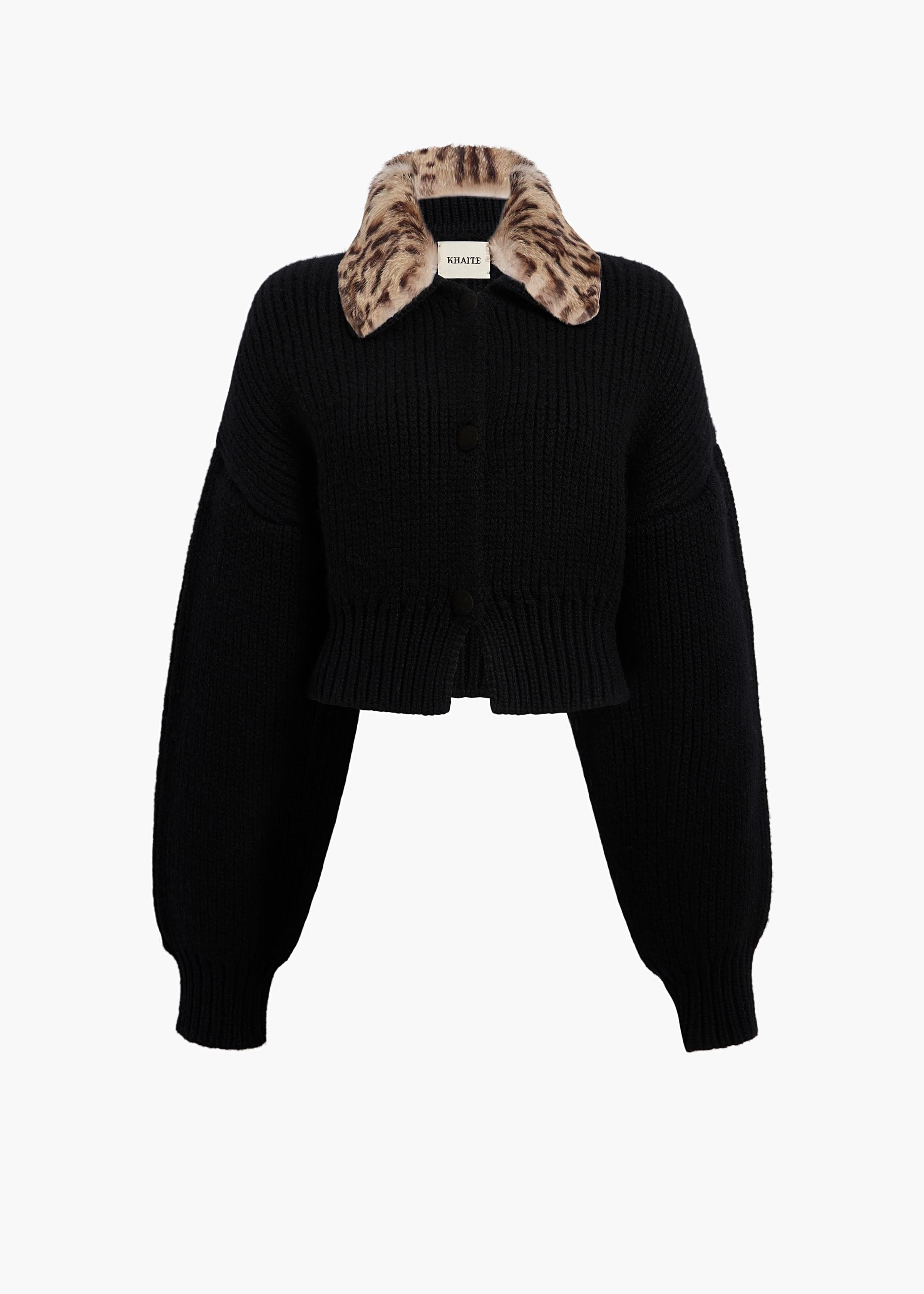 Pomero Jacket in Black with Rabbit Fur Collar