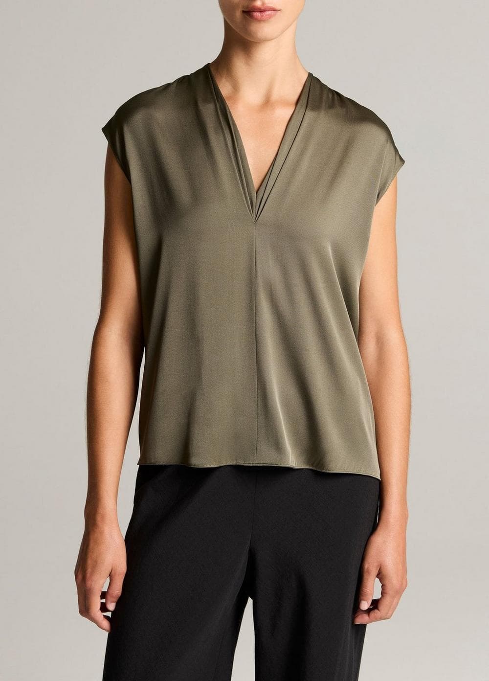 Silk-Blend Double V-Neck Top
