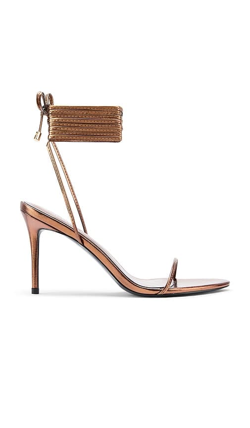 FEMME LA 3.0 Barely There Lace Up Heel in Metallic Bronze, brown. - size 6 (also in 7, 8)