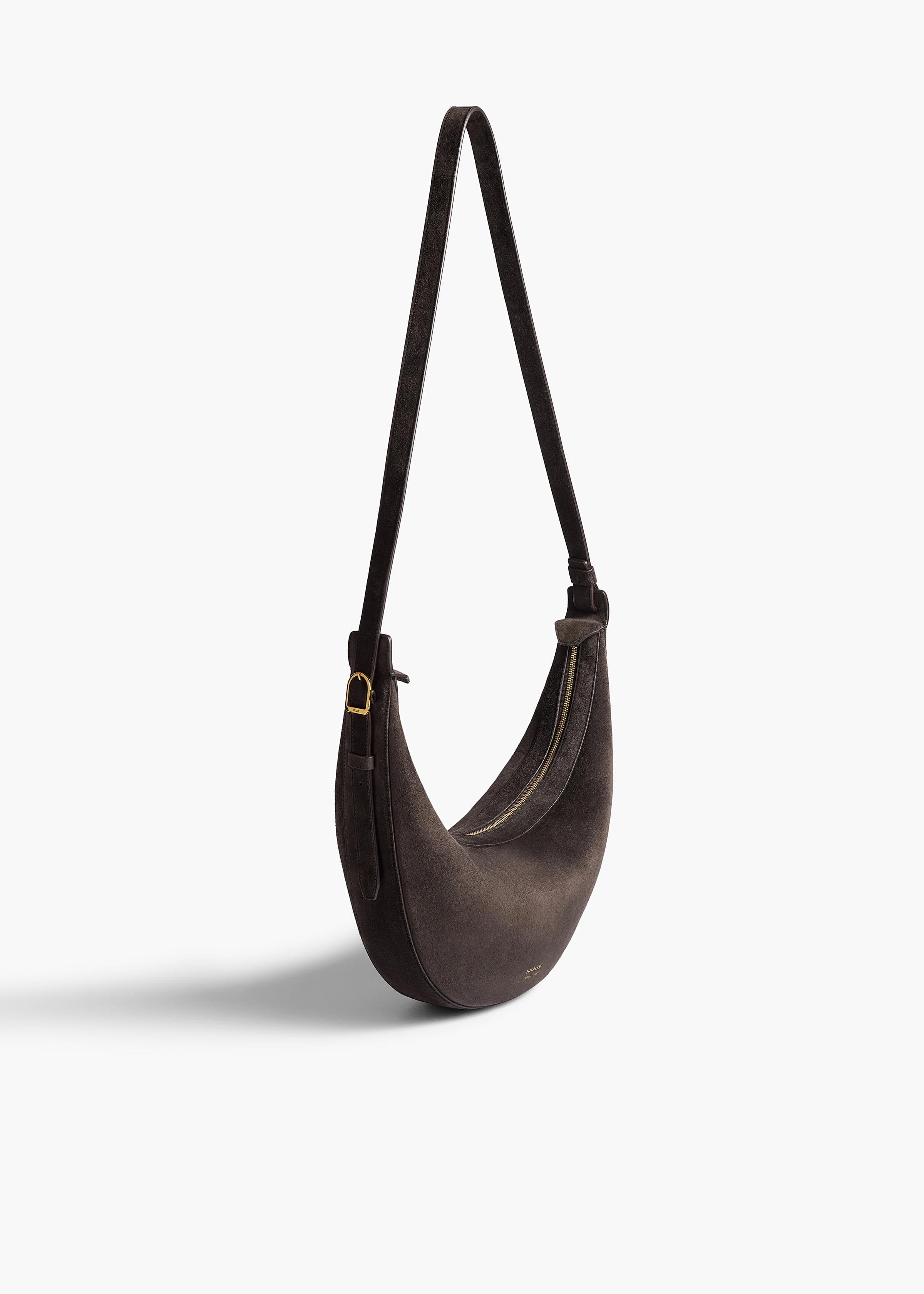 Small Augustina Crossbody Bag in Dark Brown Suede