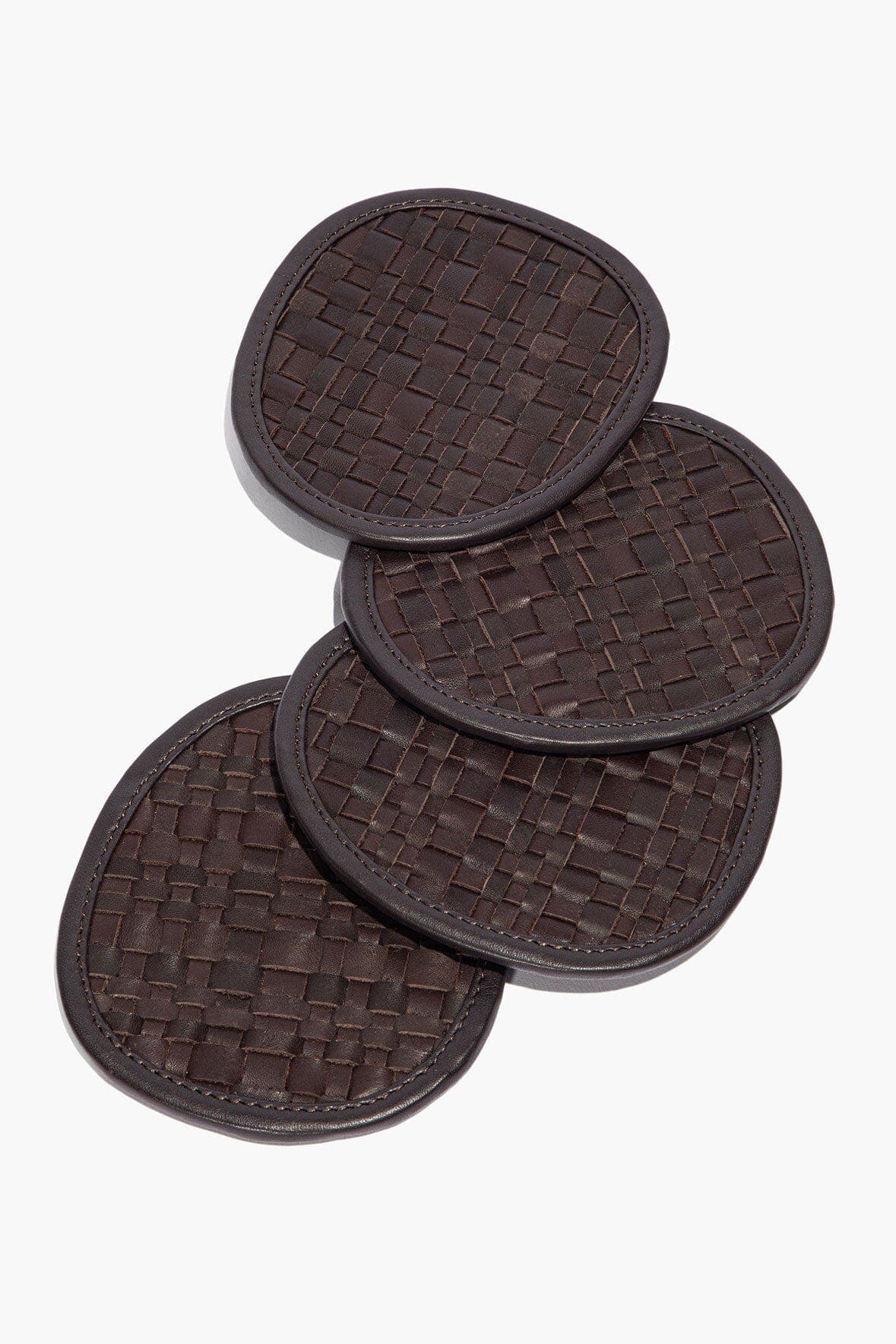 WOVEN LEATHER COASTERS | ESPRESSO