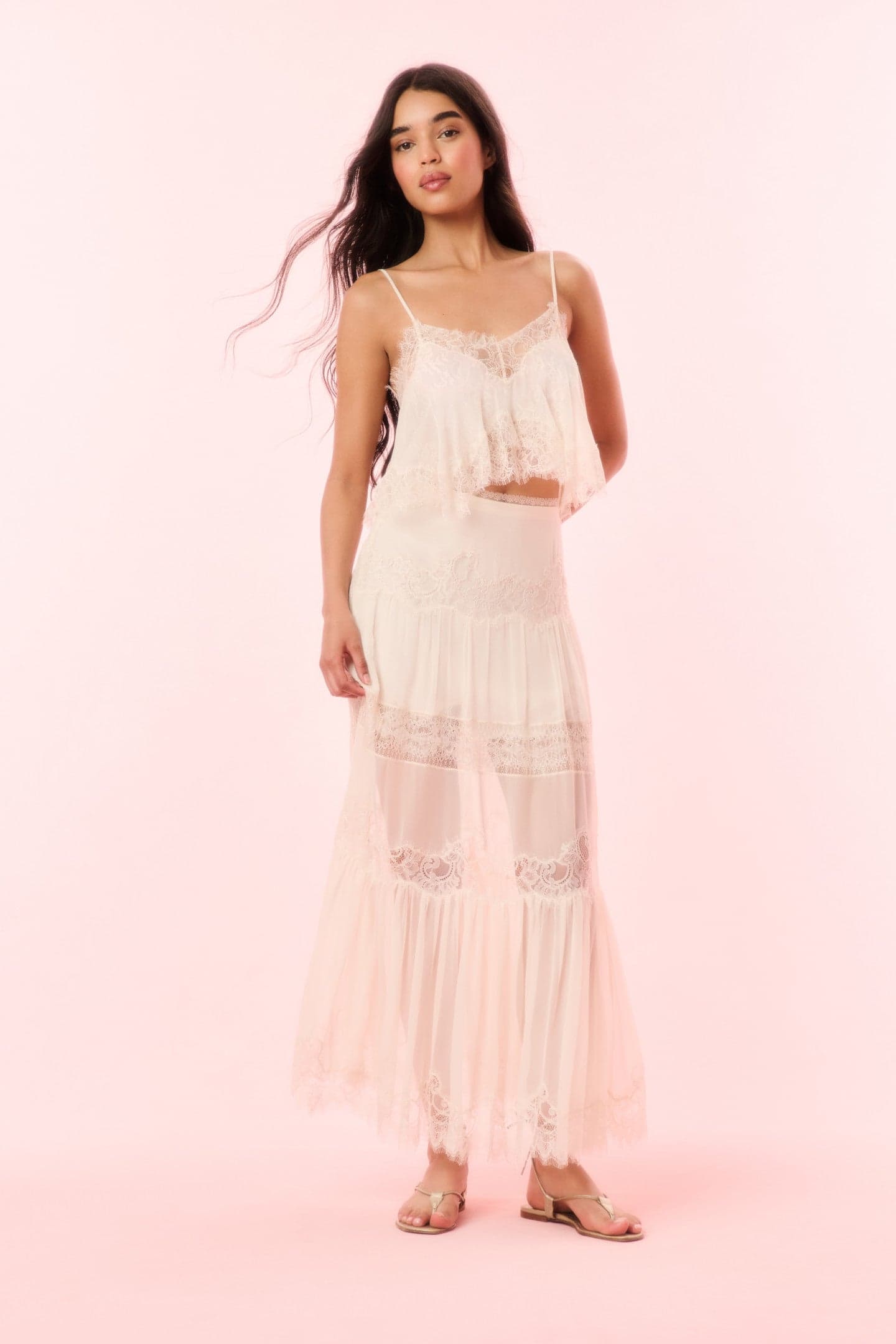 Aureline Silk Lace Maxi Skirt