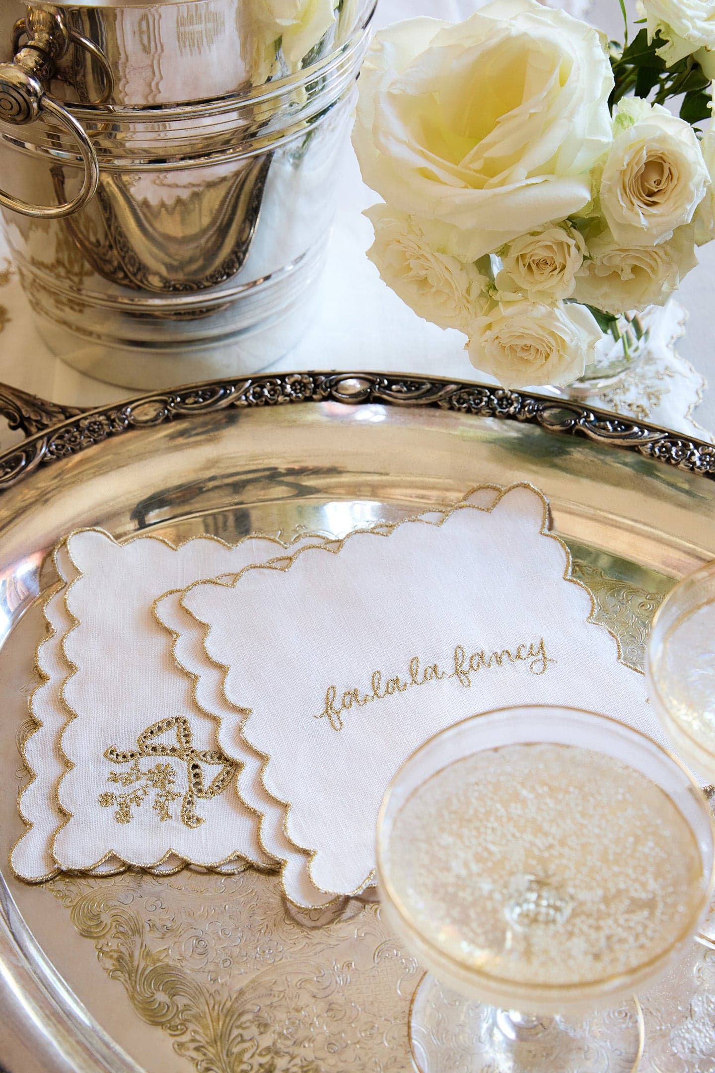 Gilded Bow Cocktail Napkins - Set Of 4