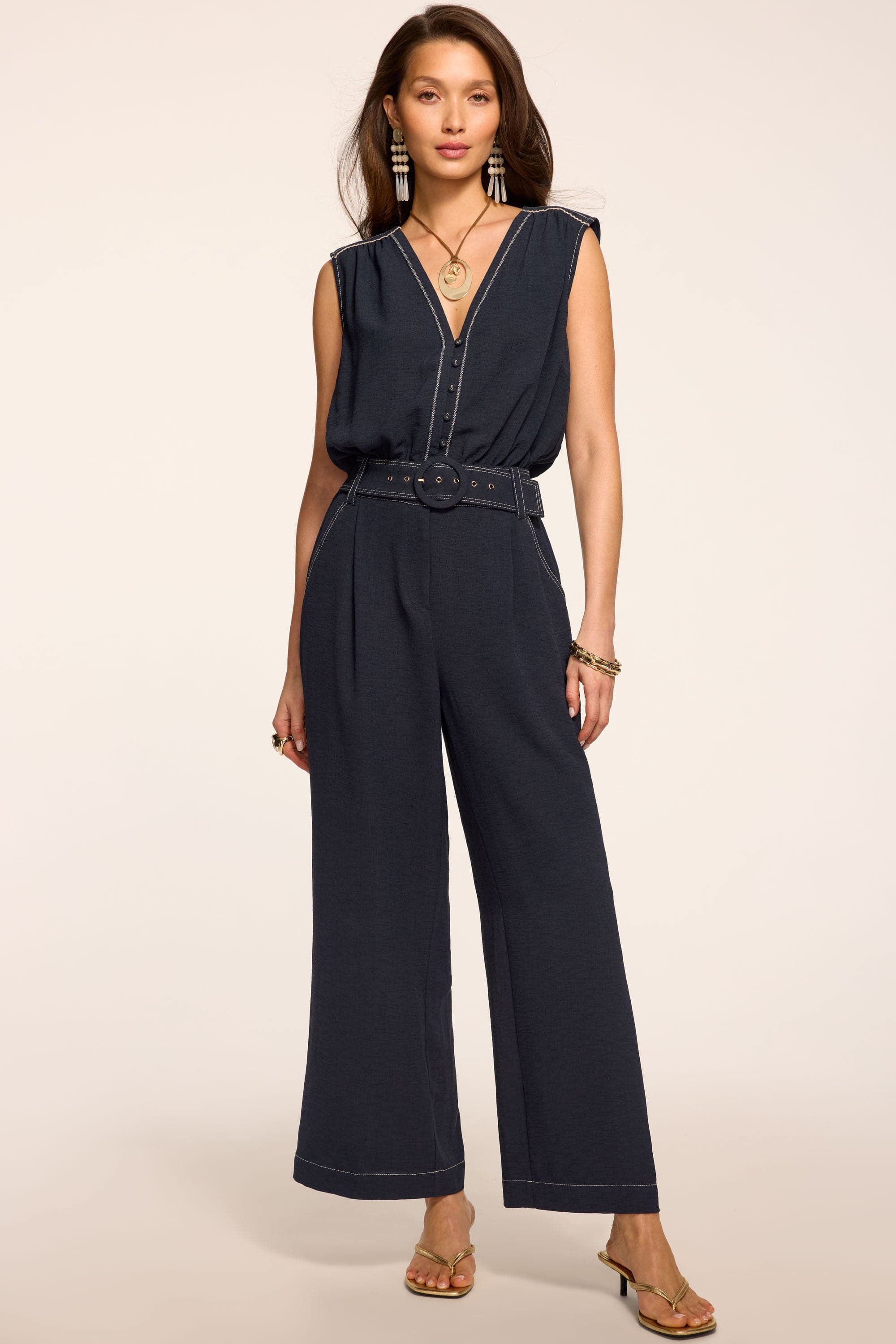 Astrid V-Neck Belted Jumpsuit