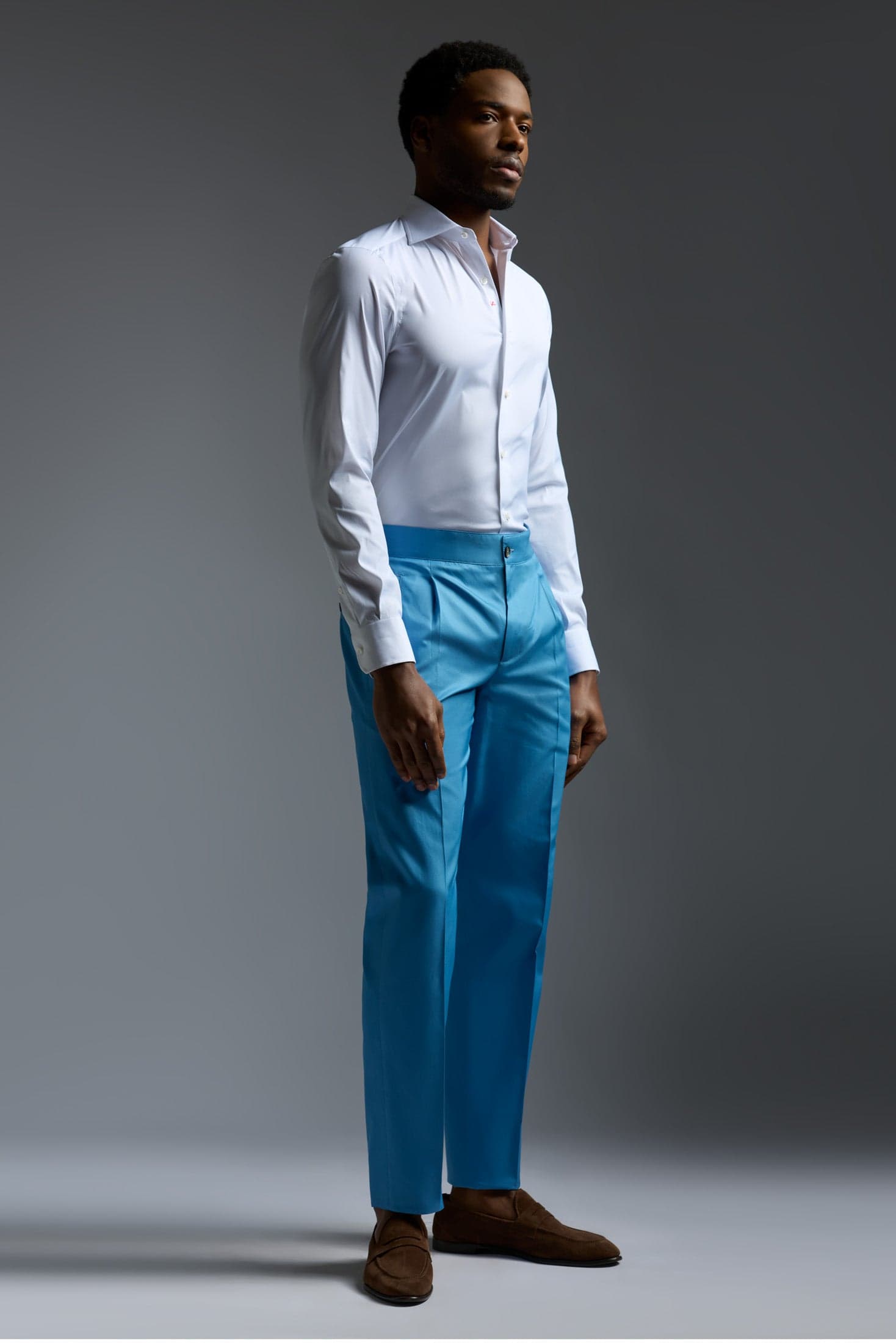 Cotton Gabardine Single Pleated Comfort Pants