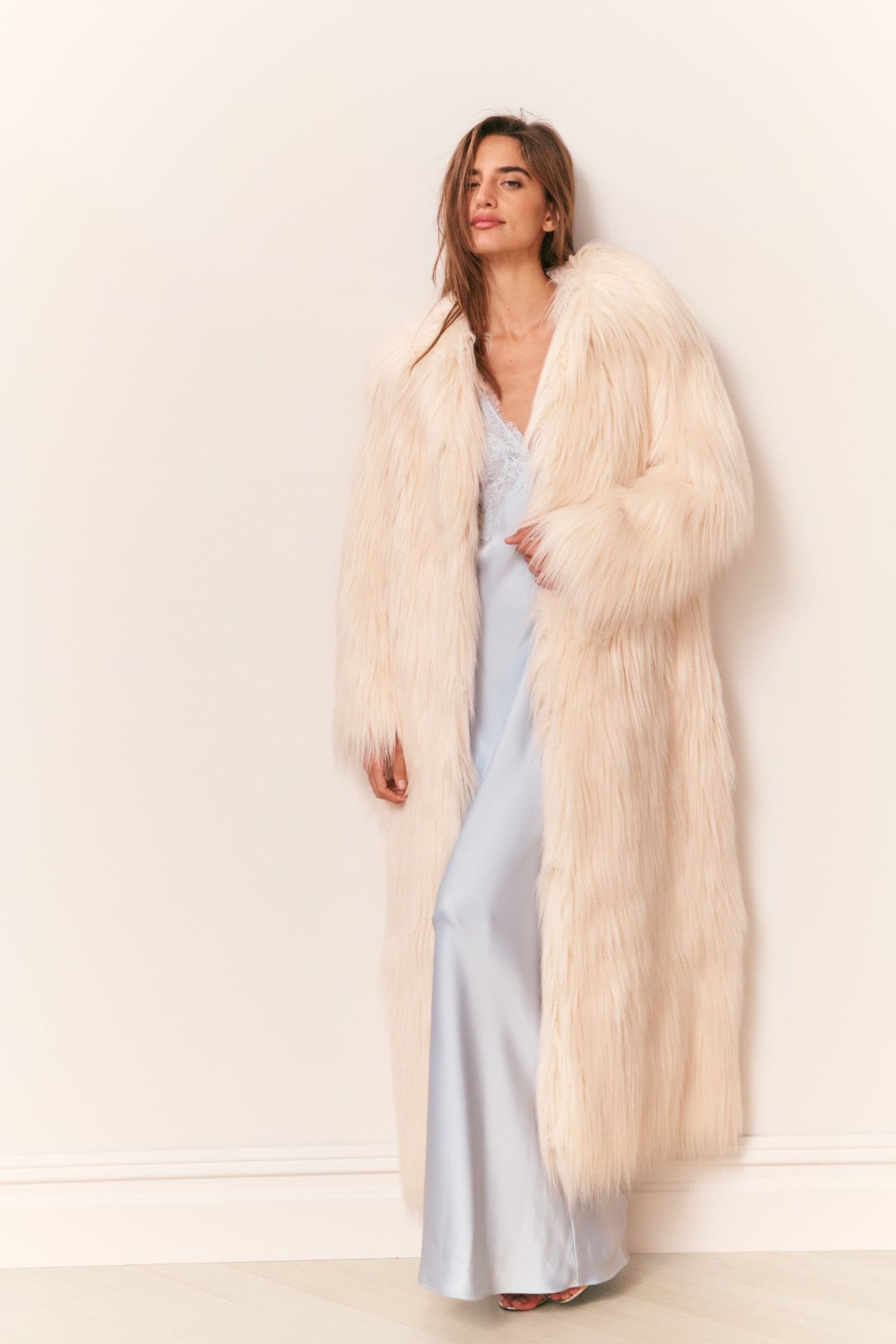 Valia Long Faux Fur Coat - IVORY