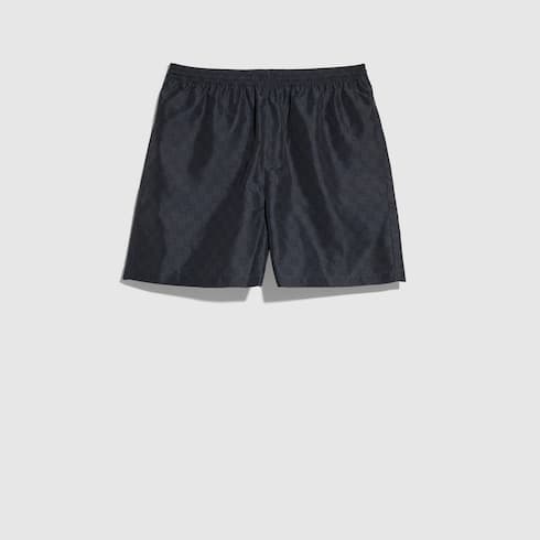 Printed polyester poplin swim shorts