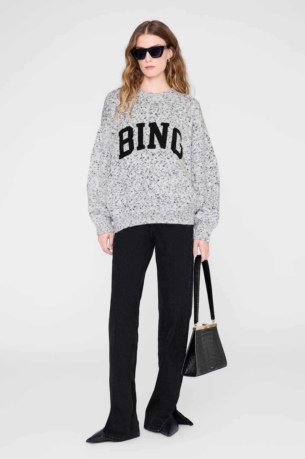 Sydney Crew Sweater Bing - Marled White
