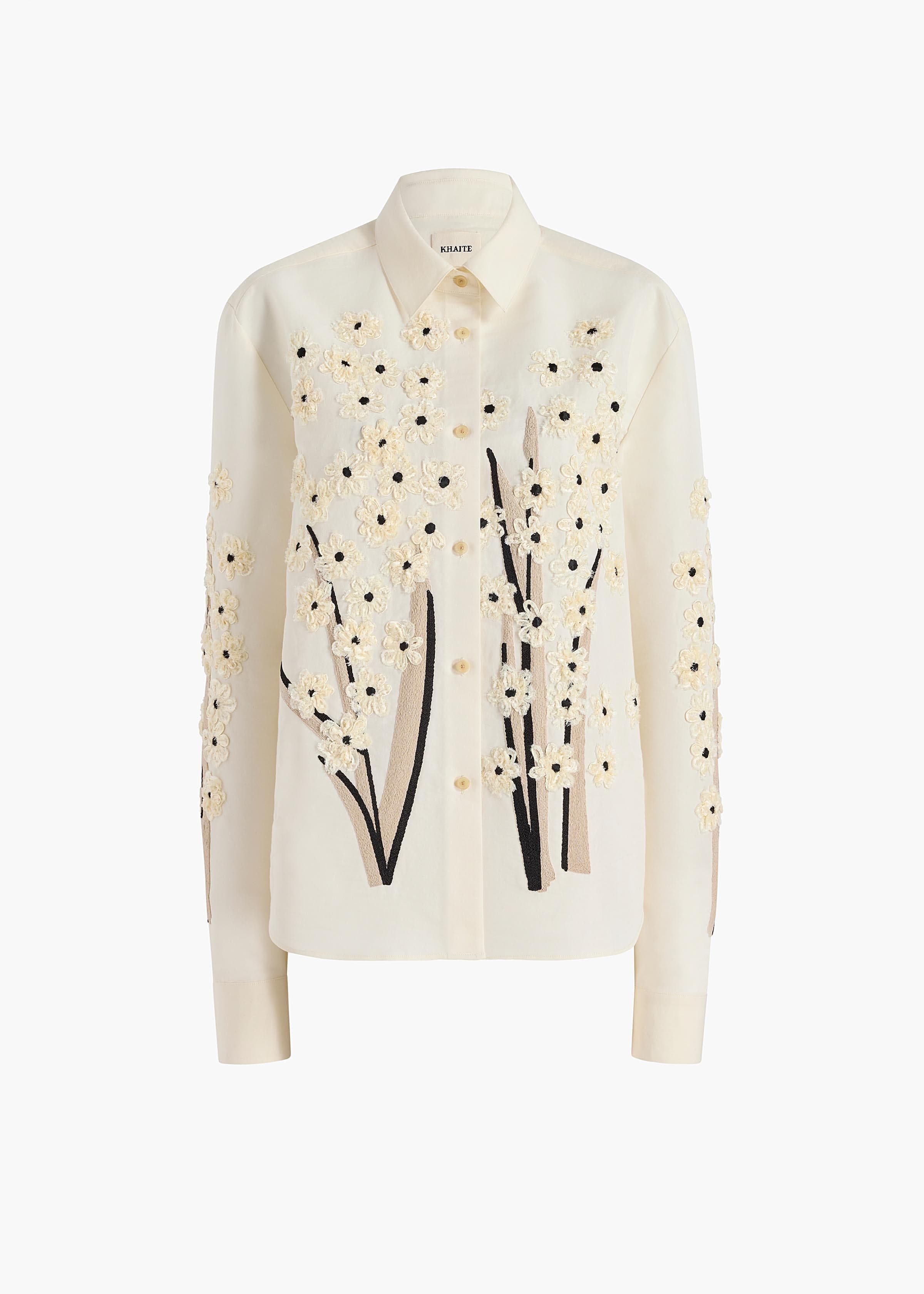 Argo Top in Natural with Floral Embroidery