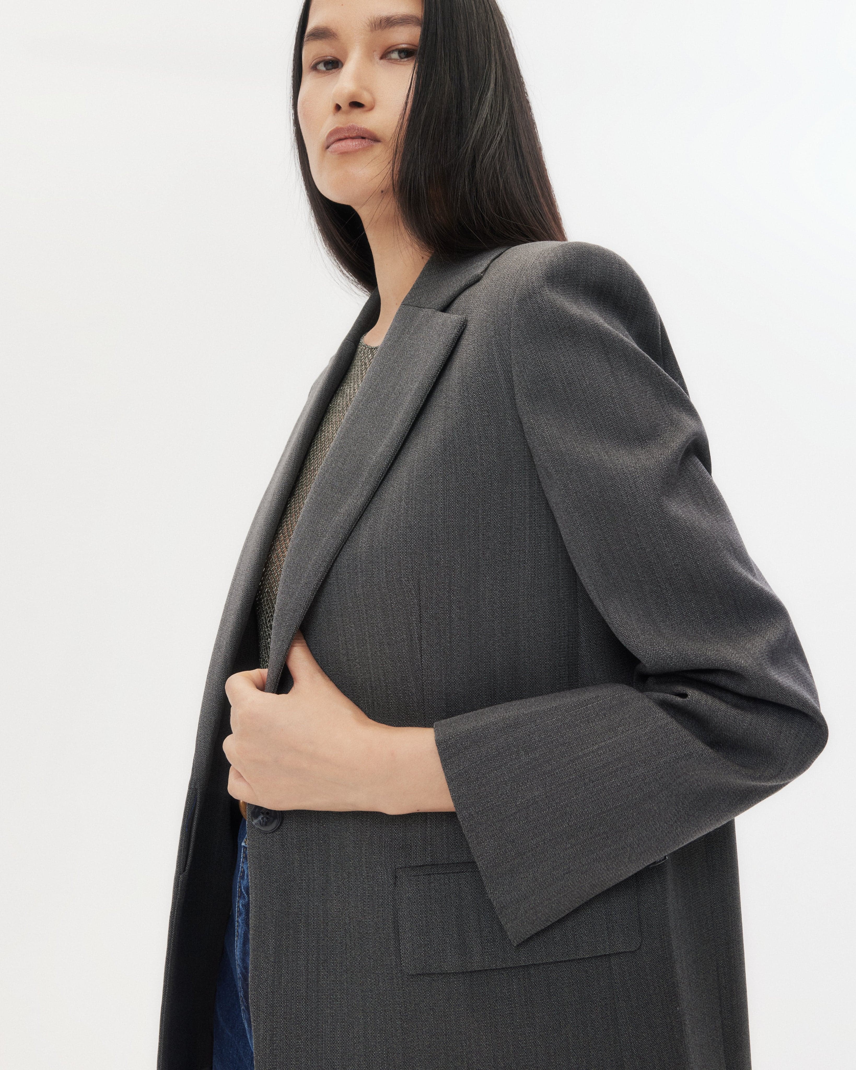 Jillian Blazer in Structured Wool Suiting