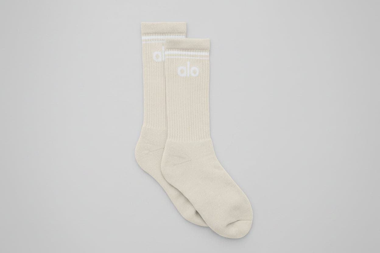 Unisex Throwback Sock - Bone/White