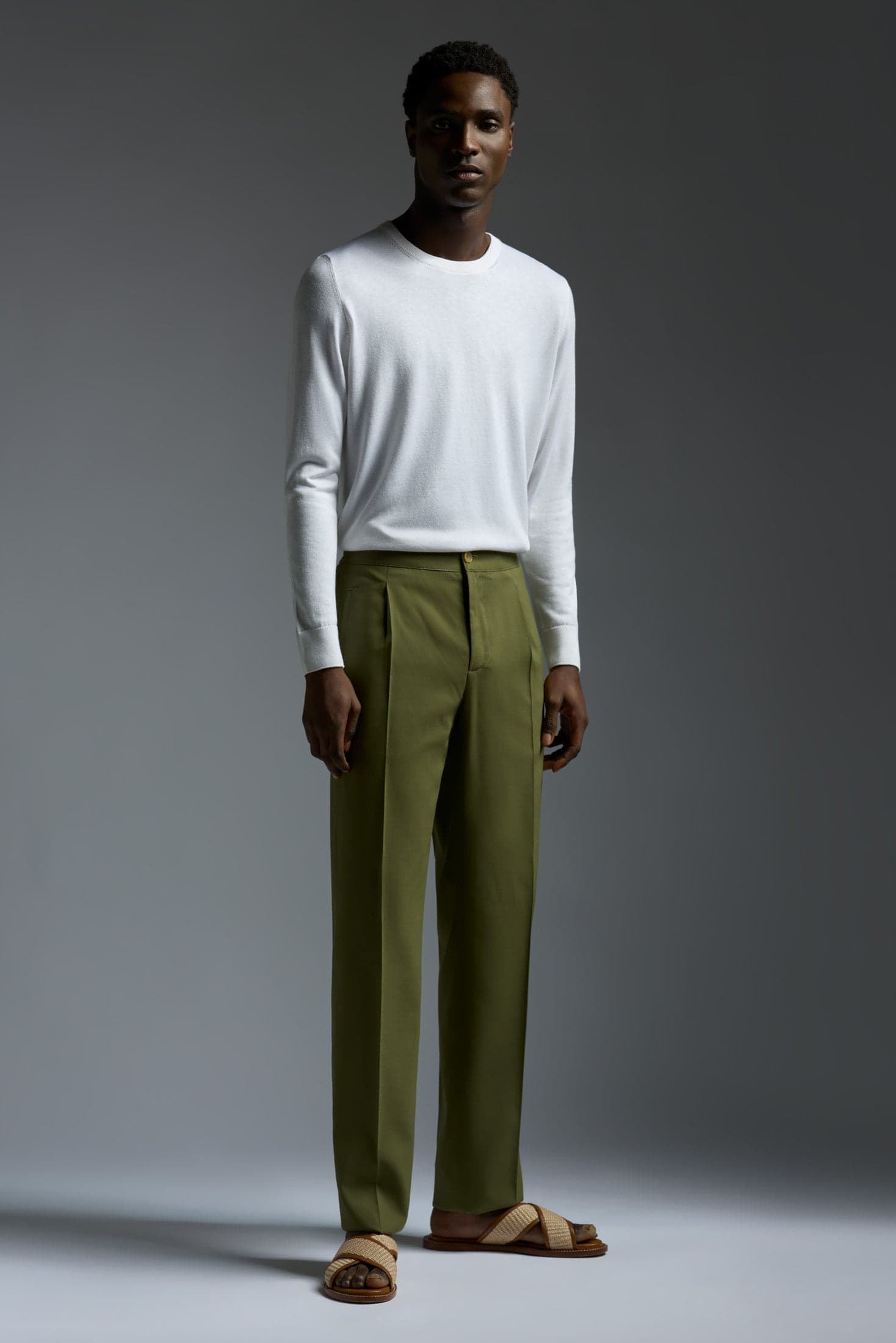 Cotton Silk Single Pleated Comfort Pants