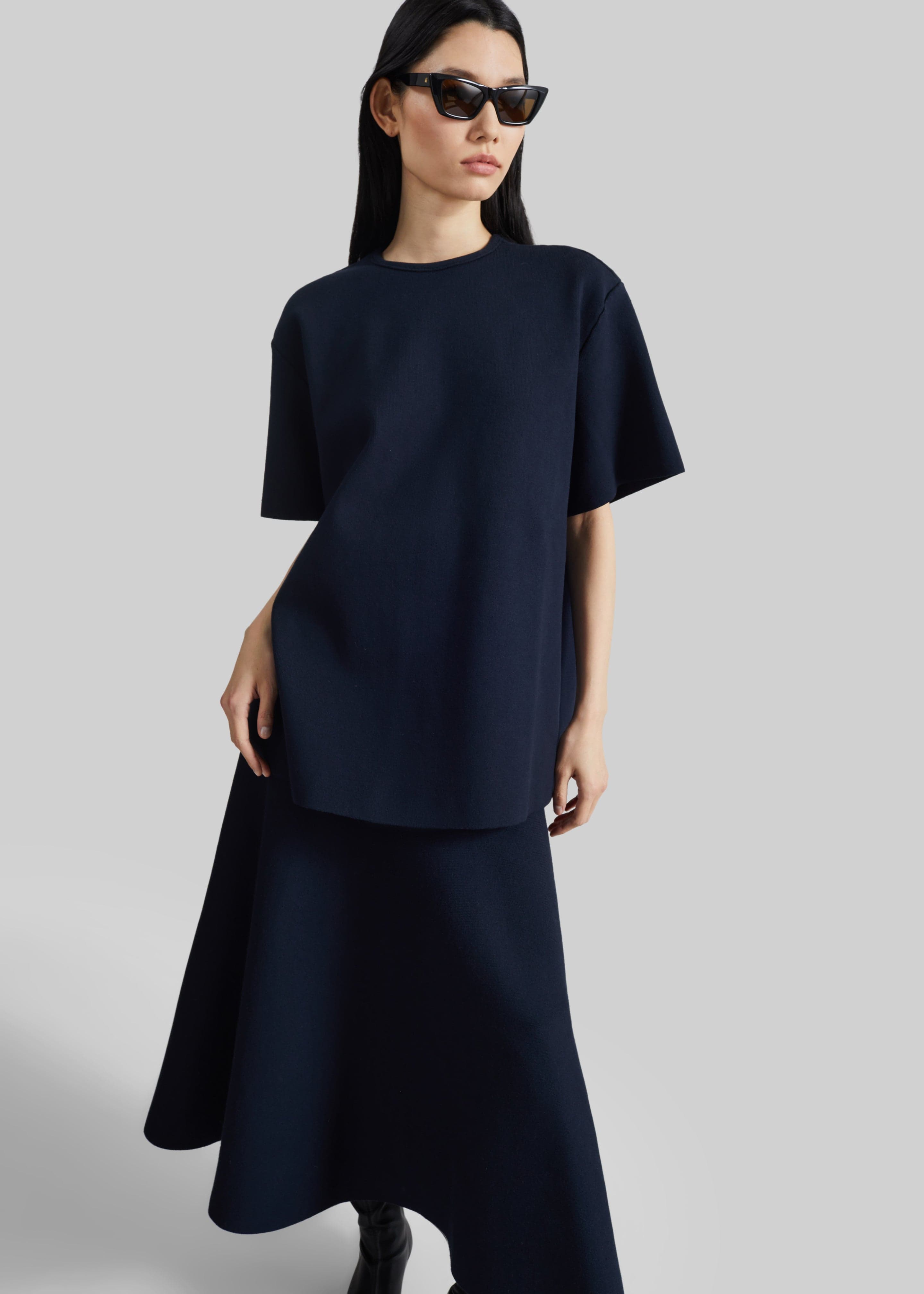 Leni Knit Oversized T-Shirt - Navy