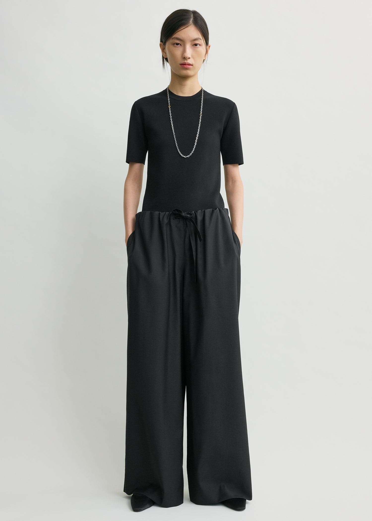 Drawstring dinner trousers black