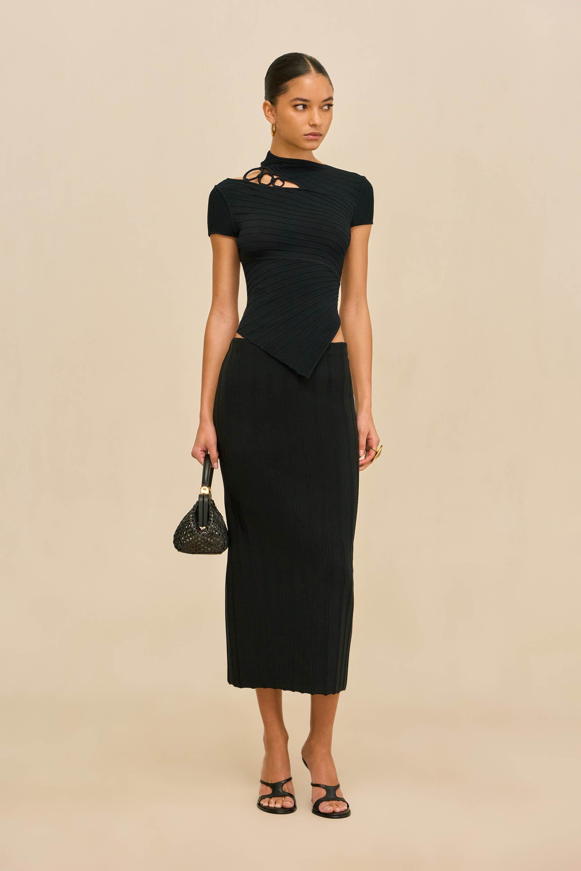 MARLINE KNIT SKIRT - BLACK