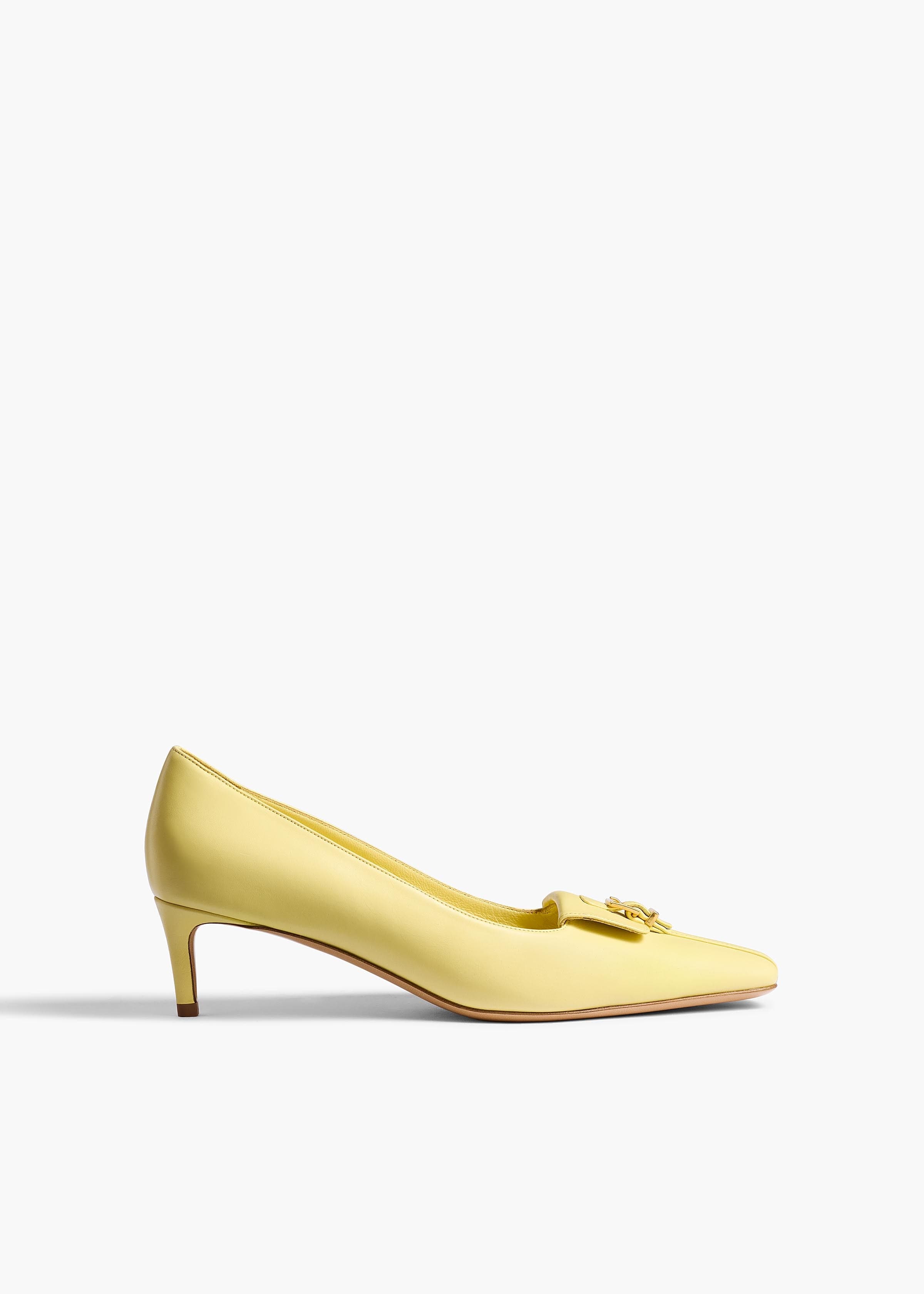 Celia Pocket Pump in Pale Yellow Vintage Calf Leather