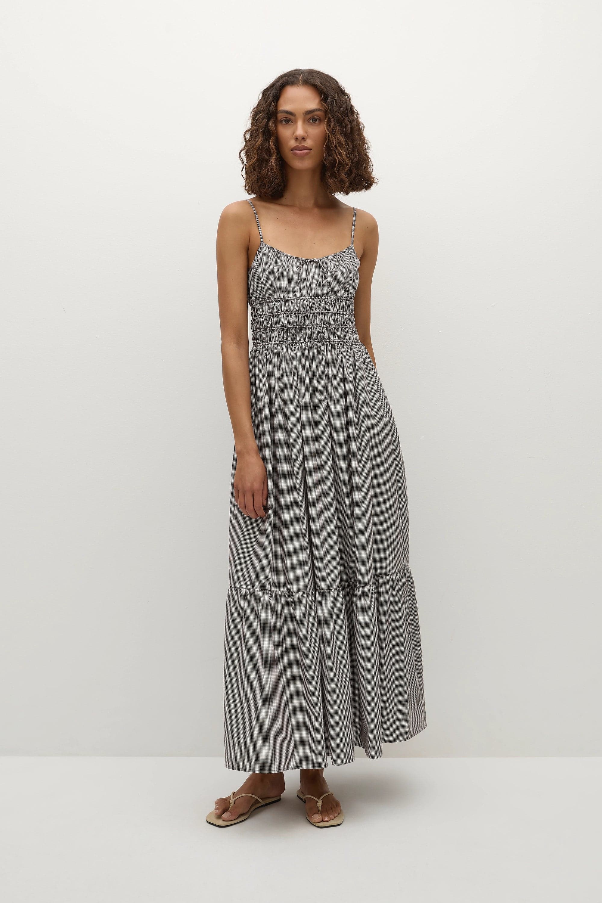 Sofie Maxi Dress Hanne Gingham Espresso - Final Sale