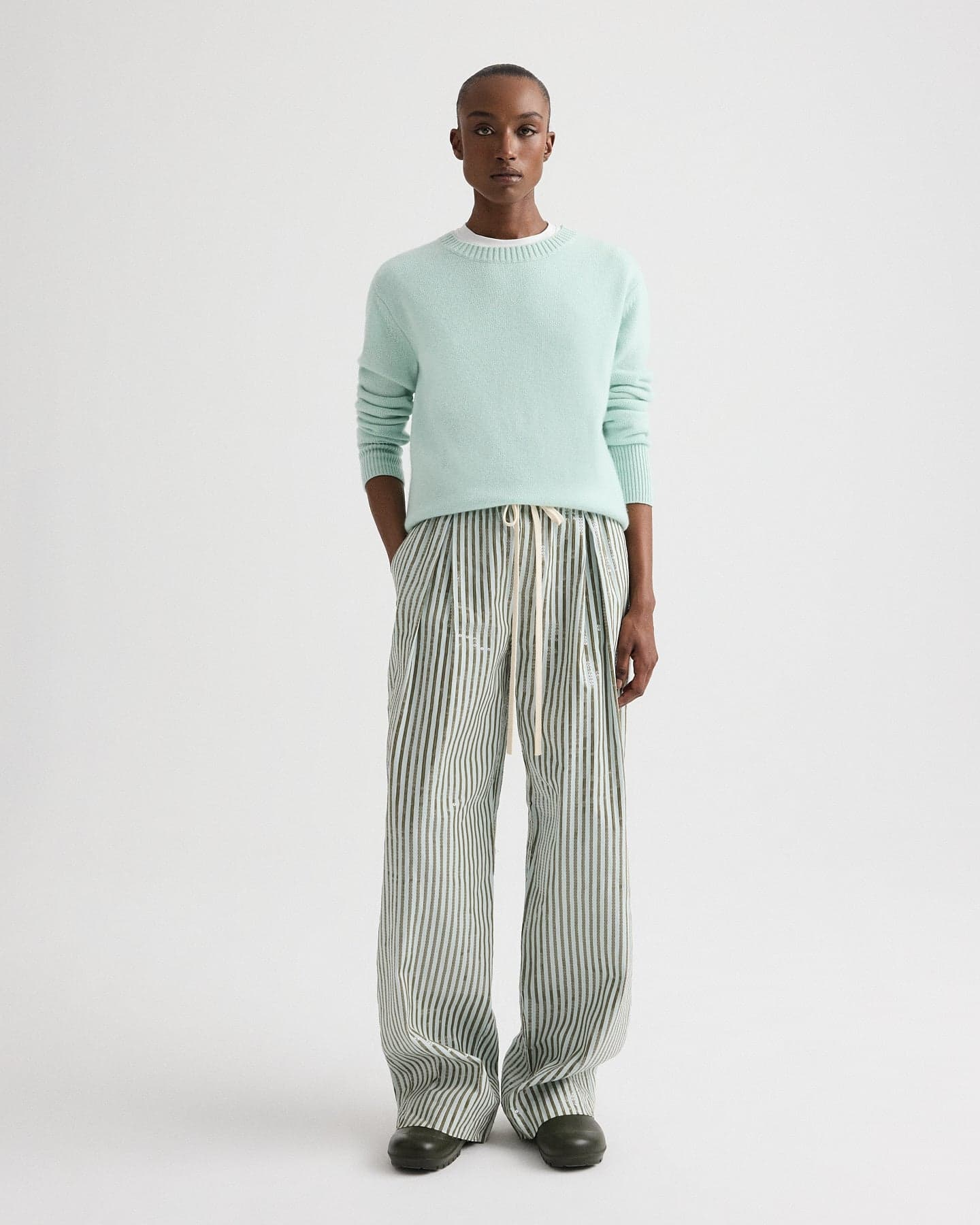 PJ Pant in Clear Sequin on Stripe