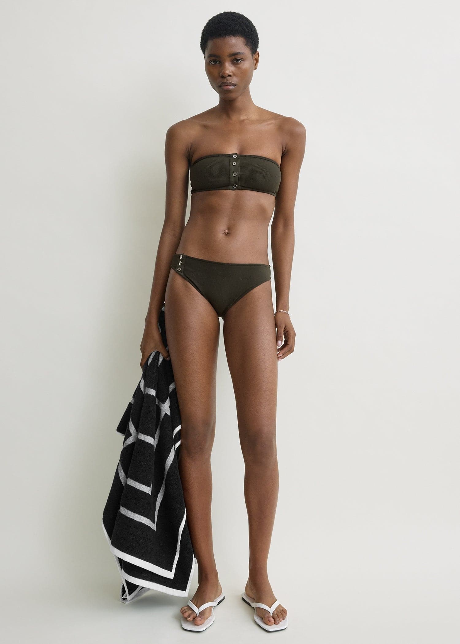 Ribbed bikini bottom dark green