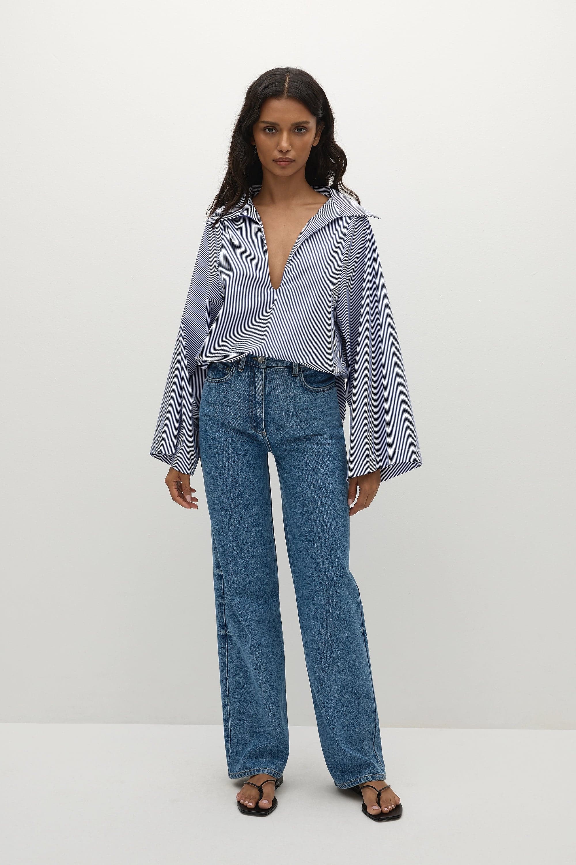 Gaia Top Helle Stripe Vintage Navy - Final Sale