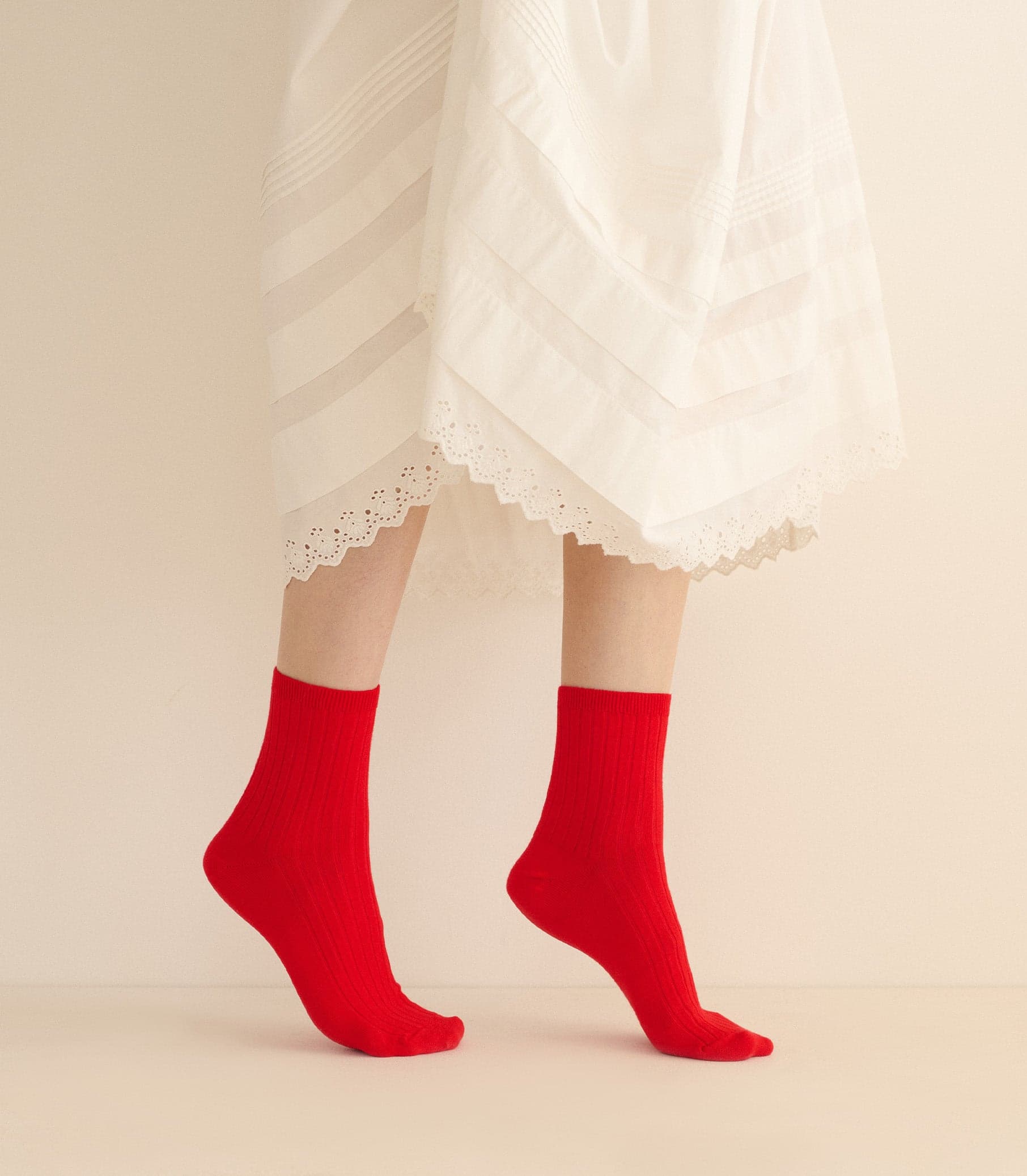 COLLÉGIEN ANKLE SOCK -- COQUELICOT