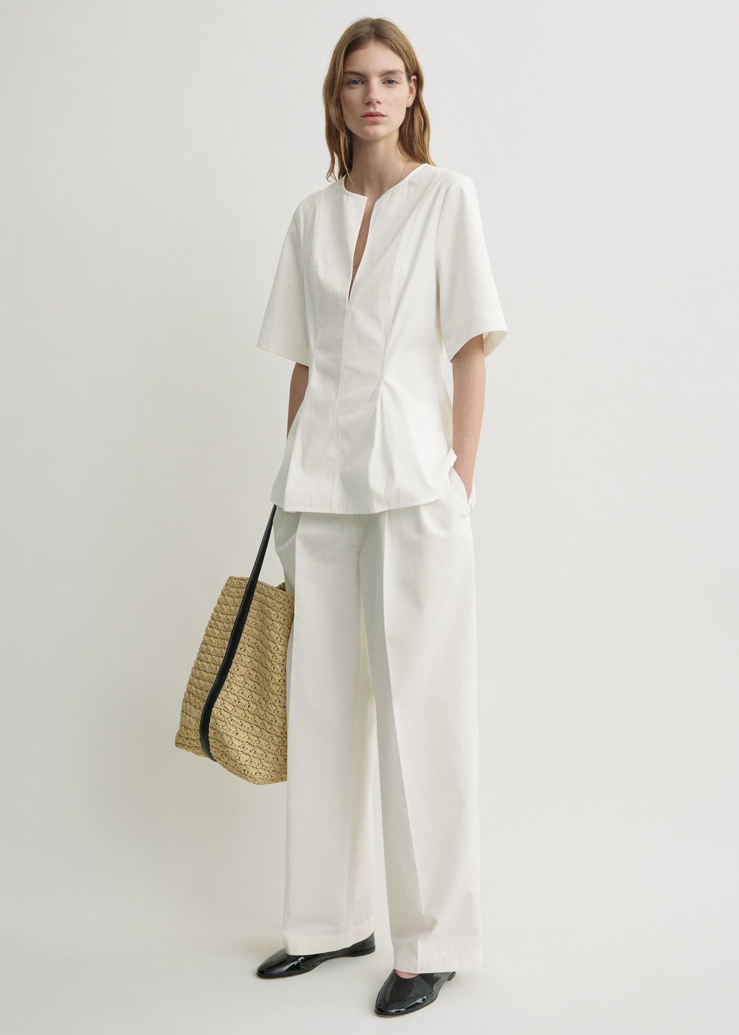 Tailored cotton top white