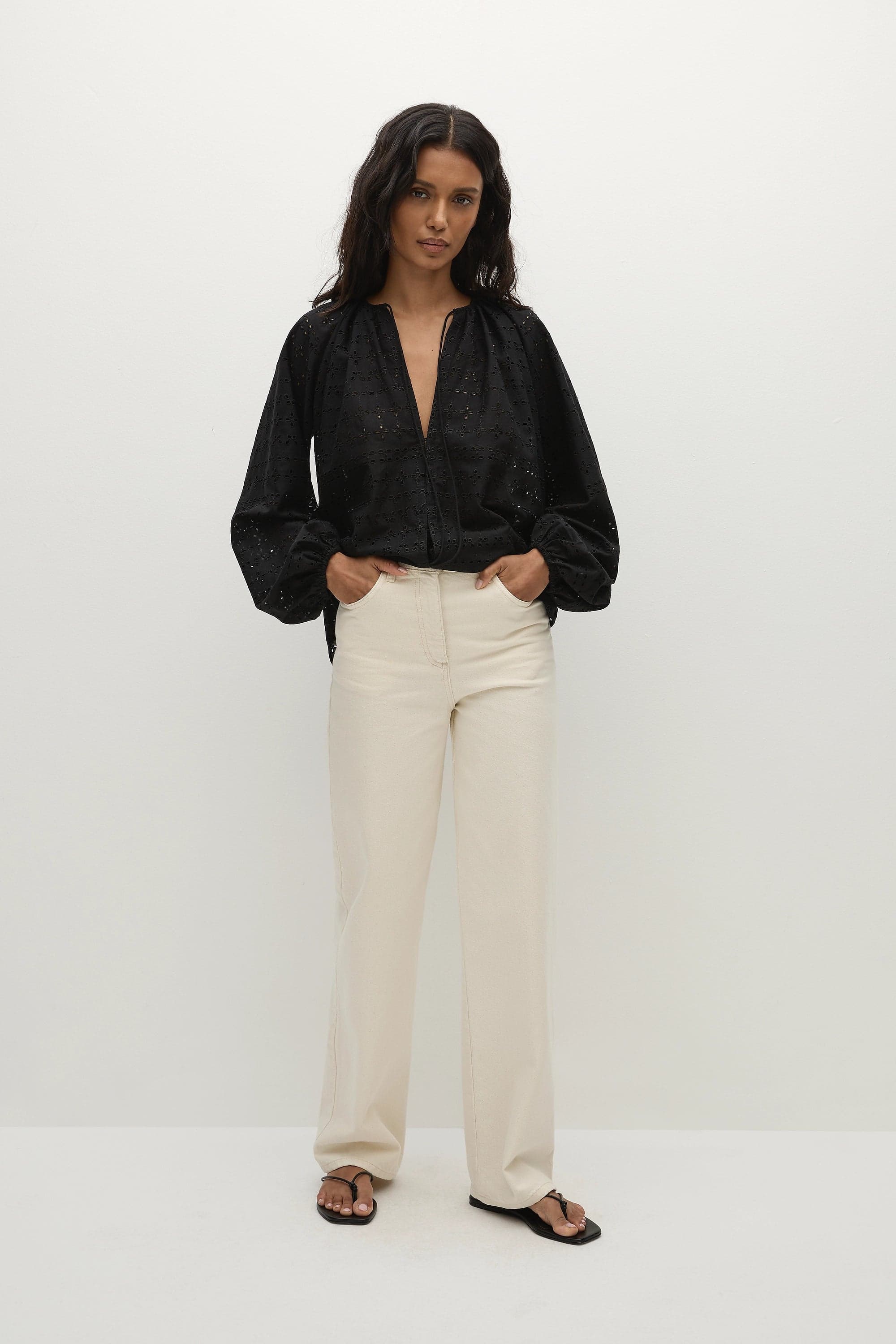 Thora Blouse Agnes Broderie Anglaise Black - Final Sale