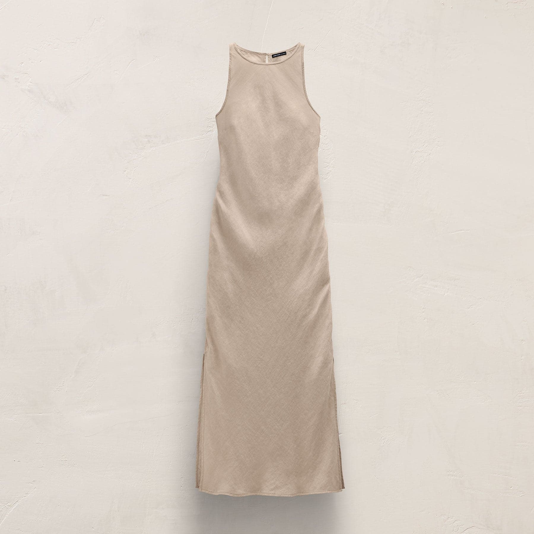 Linen Halter Maxi Dress - Stone