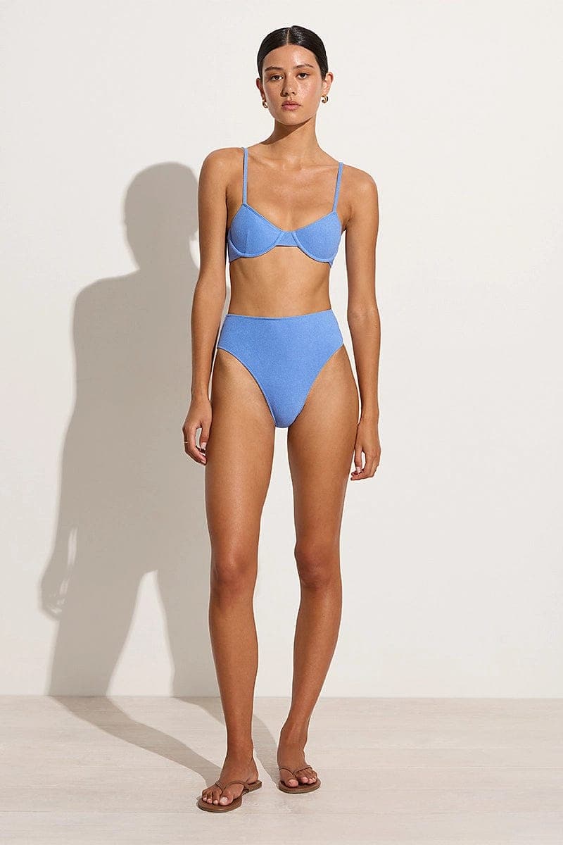 Citra Bikini Bottoms Sicilian Blue Towelling - Final Sale