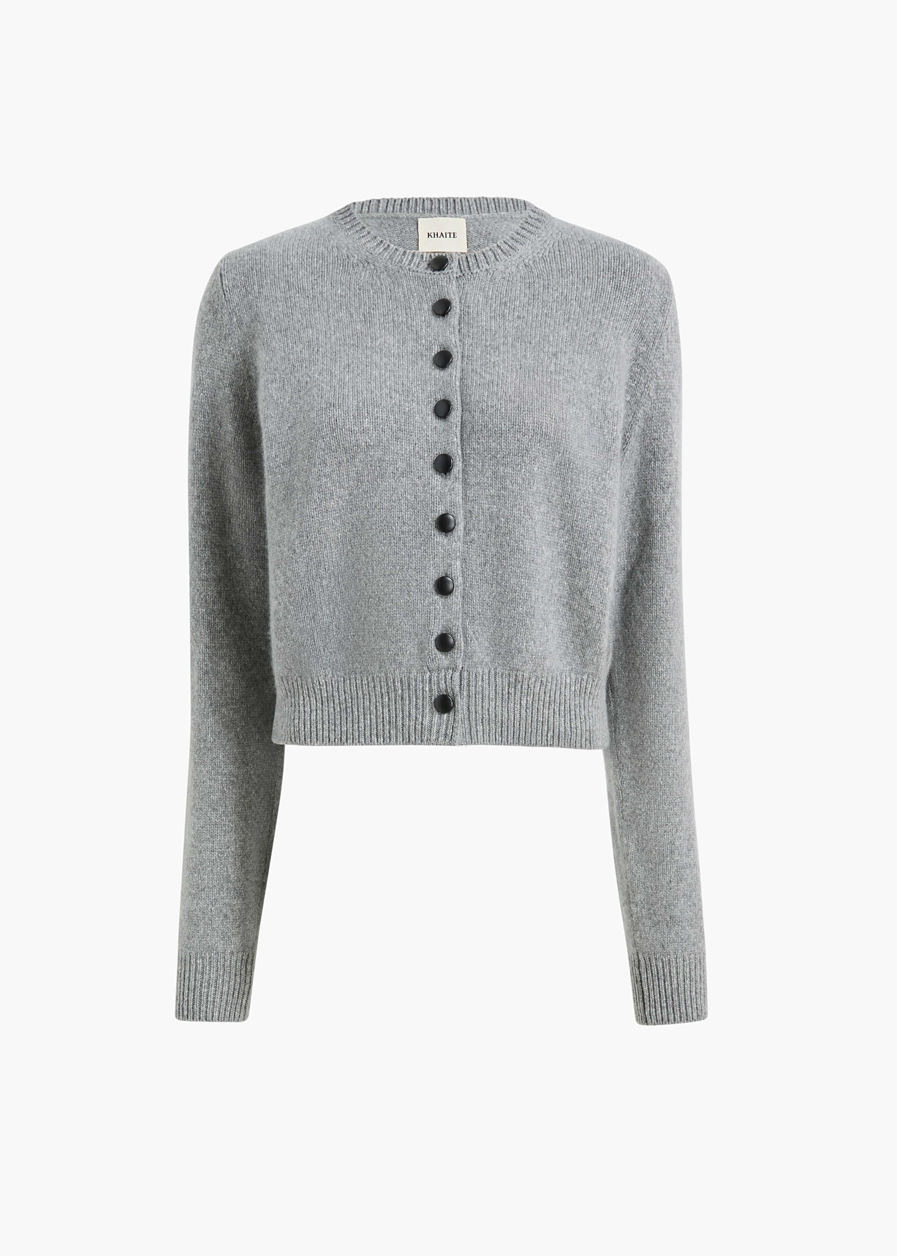 Everheart Cardigan in Fog with Leather Buttons